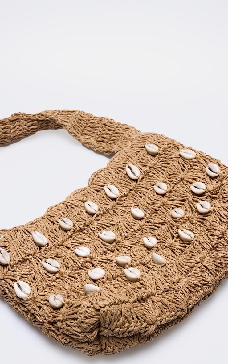 Natural Raffia Shell Detail Beach Bag Product Image