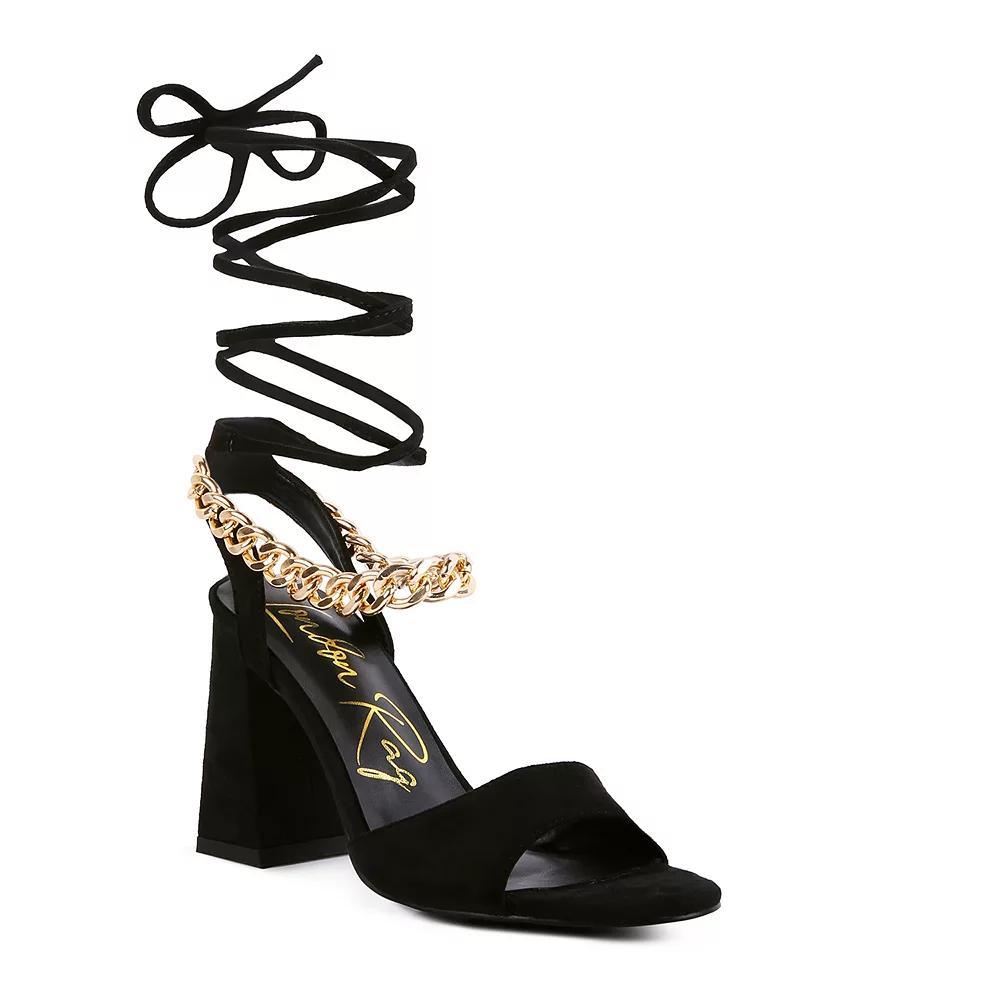London Rag Gone Gurl Women's Chain Tie-Up Block Heel Sandals,  Product Image