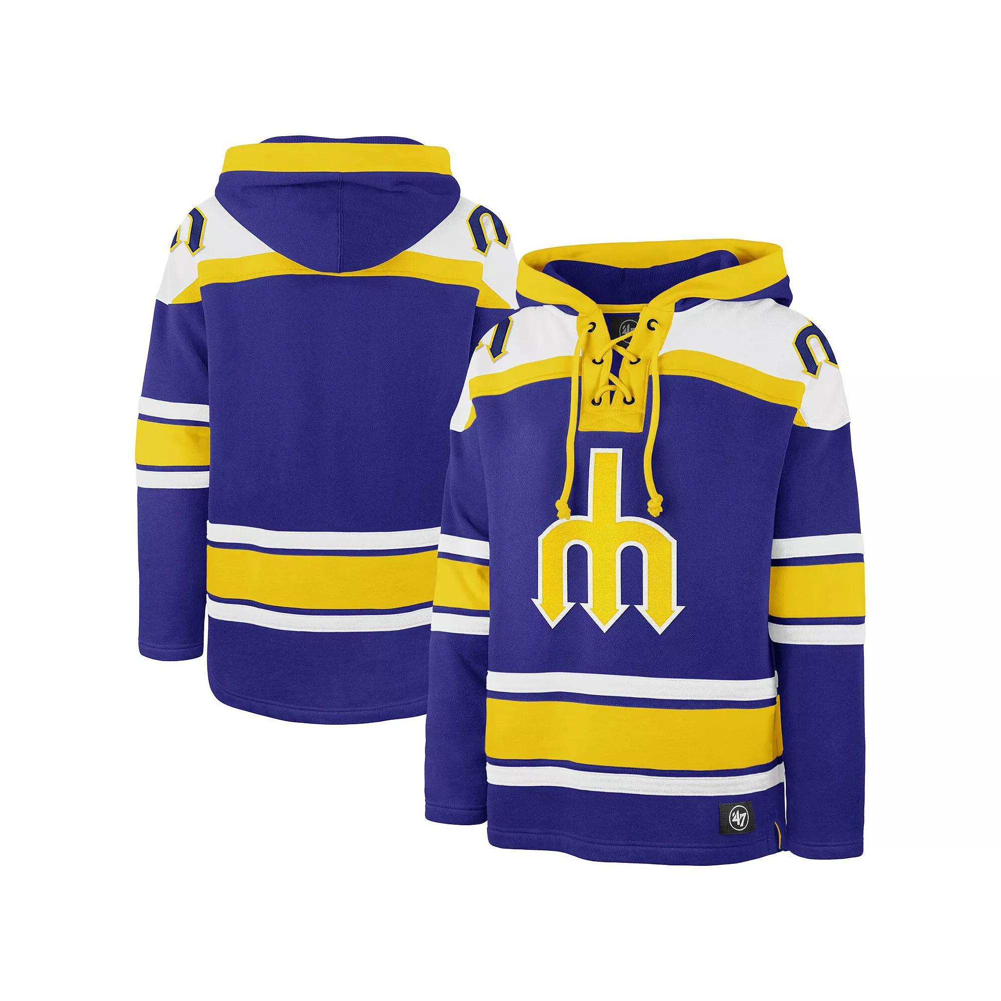 Men's '47 Royal Seattle Mariners Superior Lacer Pullover Hoodie, Size: Small, Blue Product Image