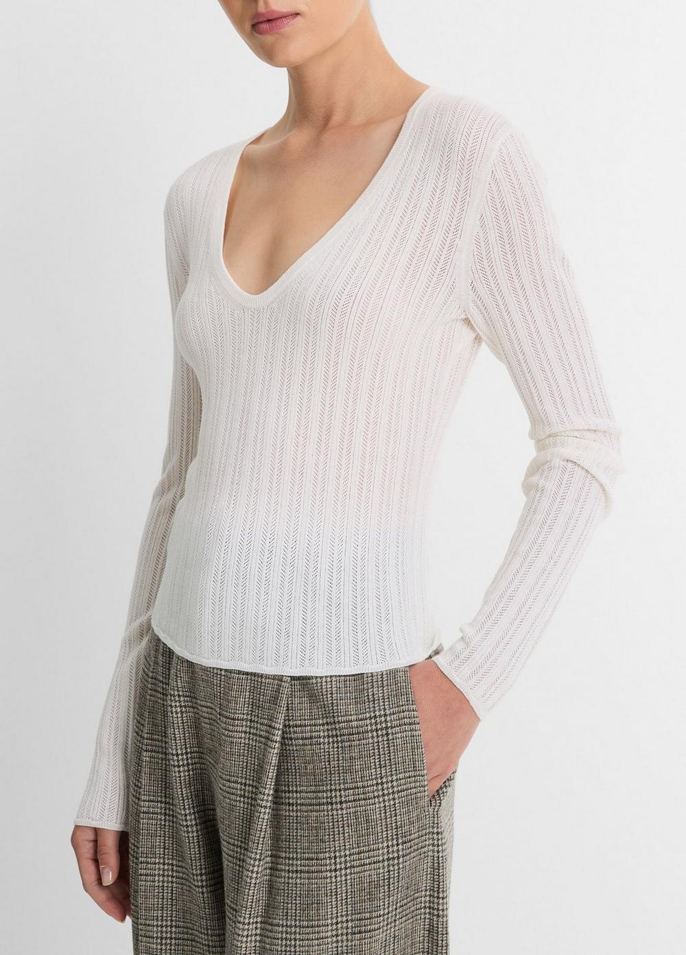 Pointelle-Stitch Italian Wool-Blend Sweater Product Image