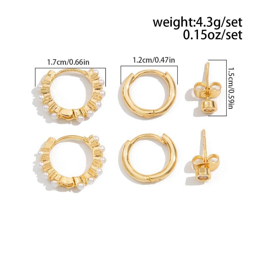 Rhinestone Hoop Earring / Stud Earring / Set Product Image