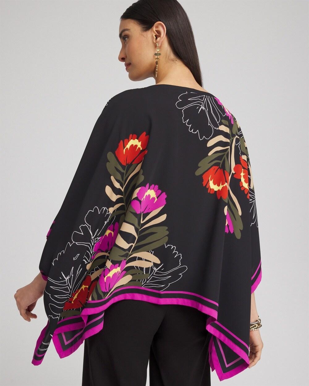 Floral Border Trim Poncho Product Image