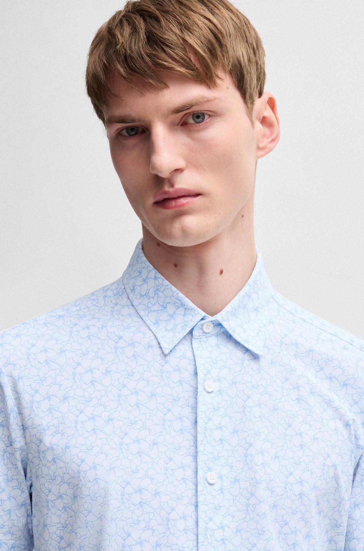 Slim-fit shirt in floral-print performance fabric Product Image