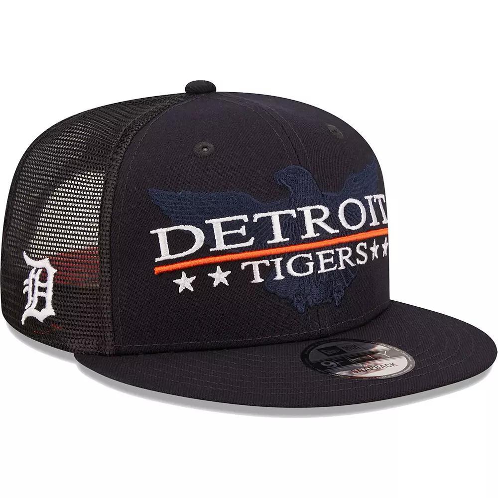Men's New Era Navy/Black Detroit Tigers Patriot Trucker 9FIFTY Snapback Hat, Blue Product Image