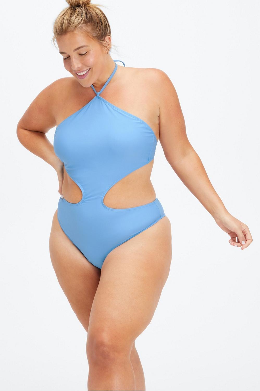 Fabletics Cutout One-Piece Swimsuit Womens blue plus Size 3X Product Image