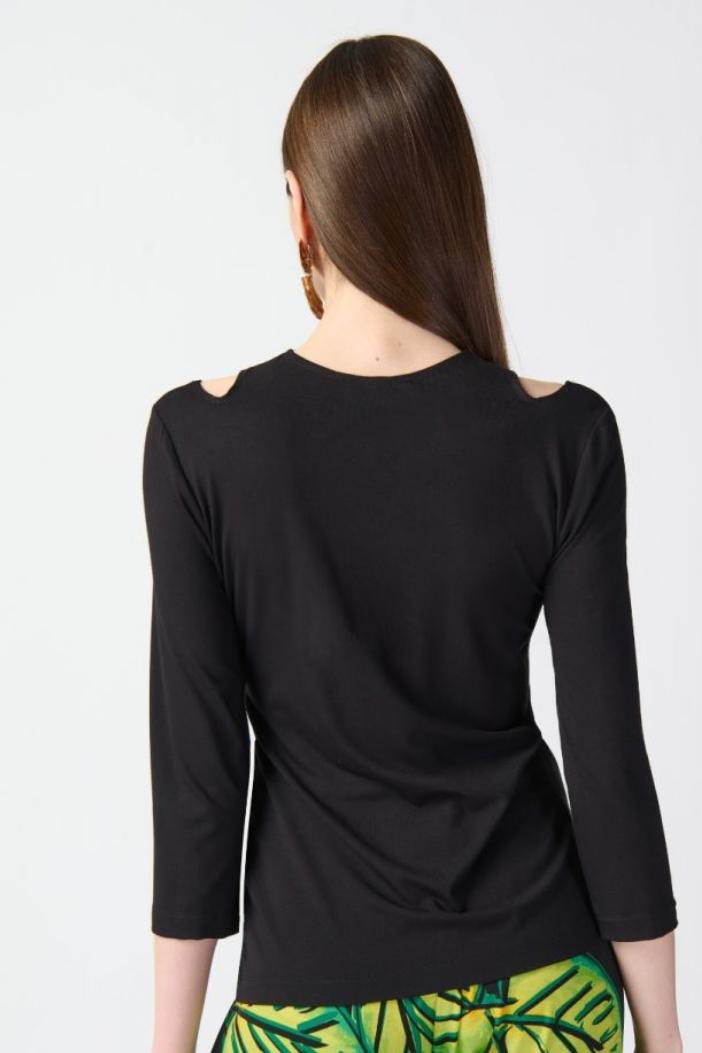 Black Bamboo Jersey Cutout Top Product Image