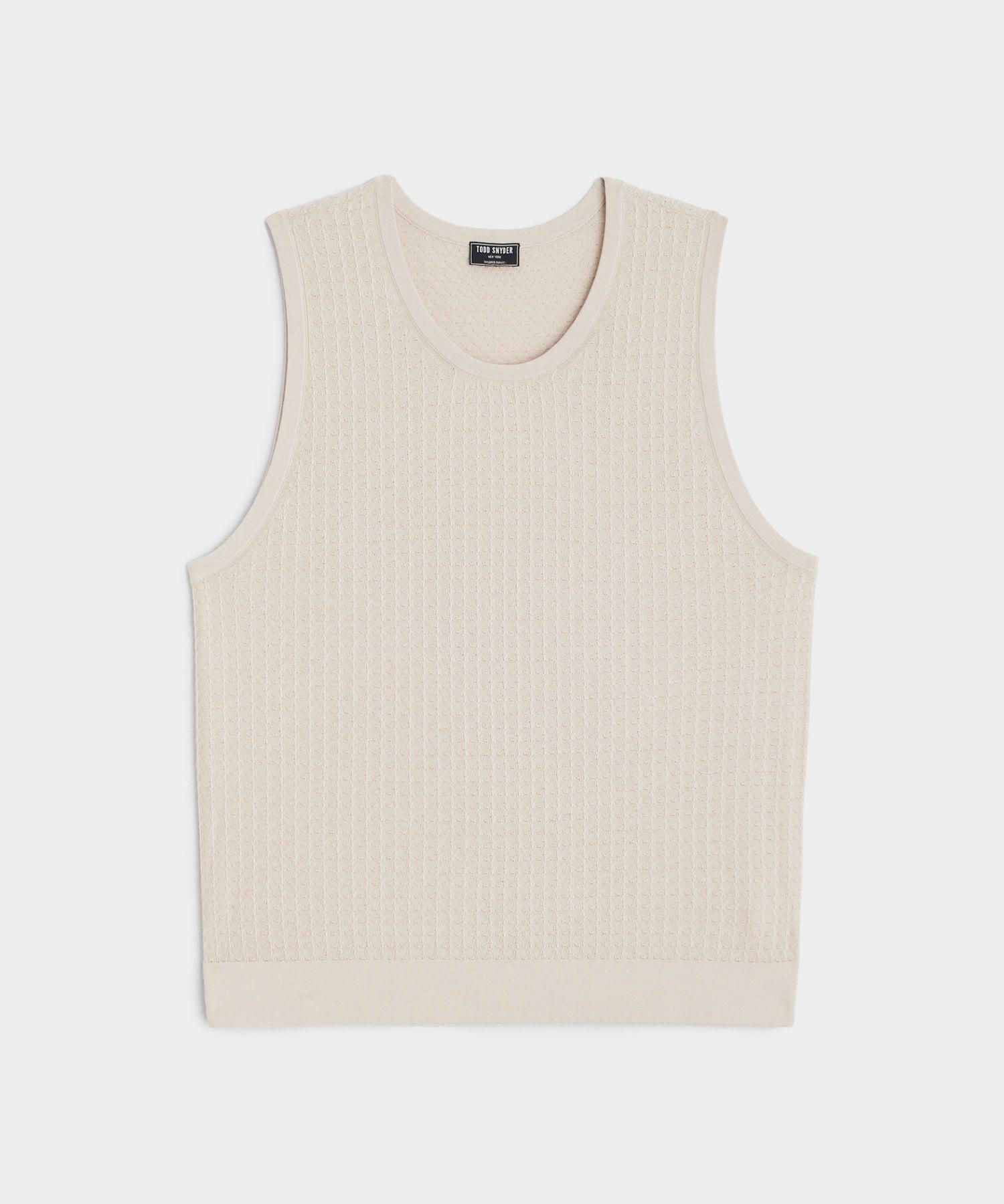 Silk-Cotton Muscle Tank in Beige Product Image