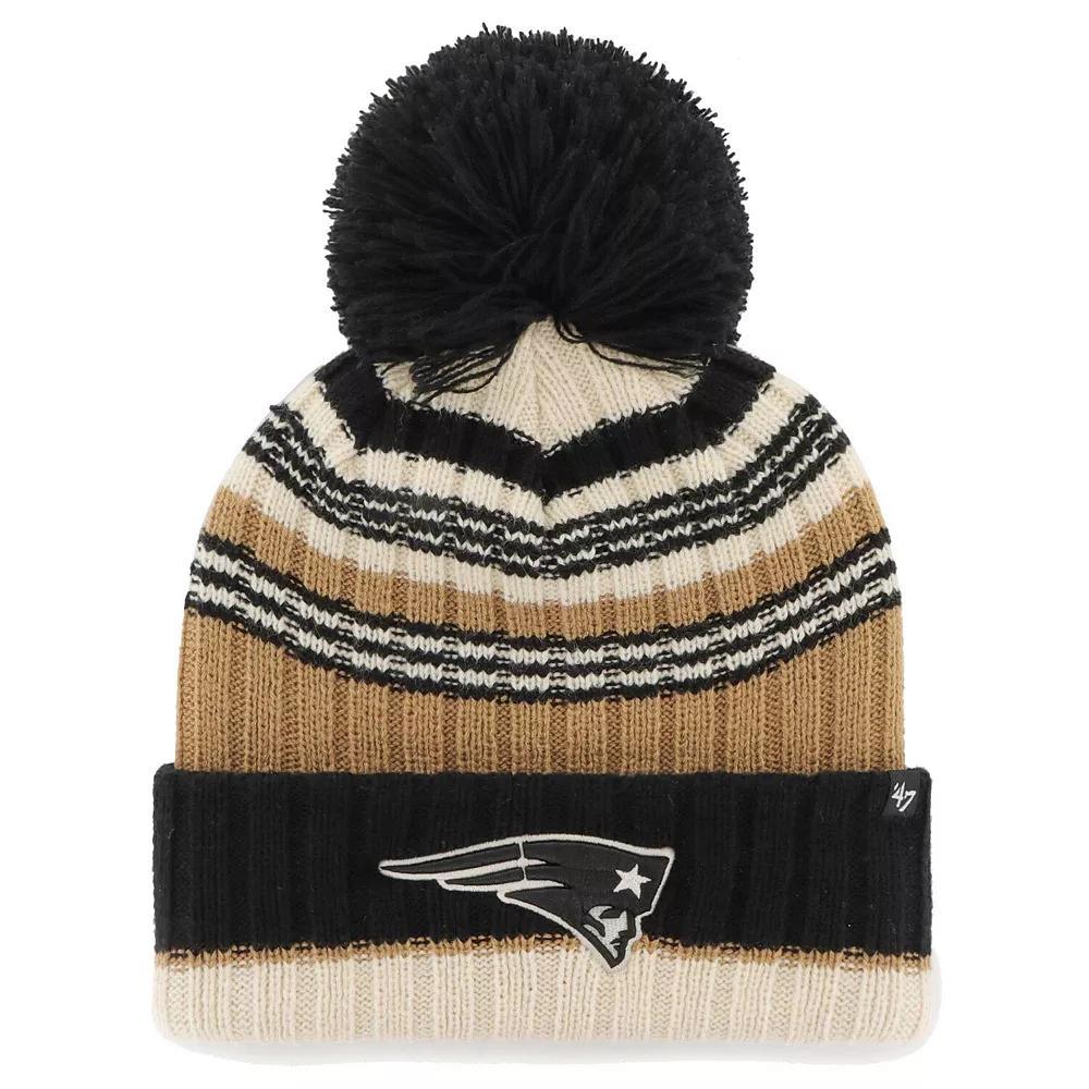 Women's '47 Natural New England Patriots Barista Cuffed Knit Hat with Pom, Beige Product Image