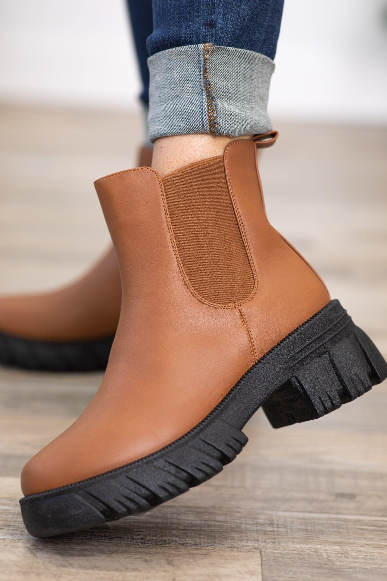 Tan Lug Sole Pull On Boots Product Image