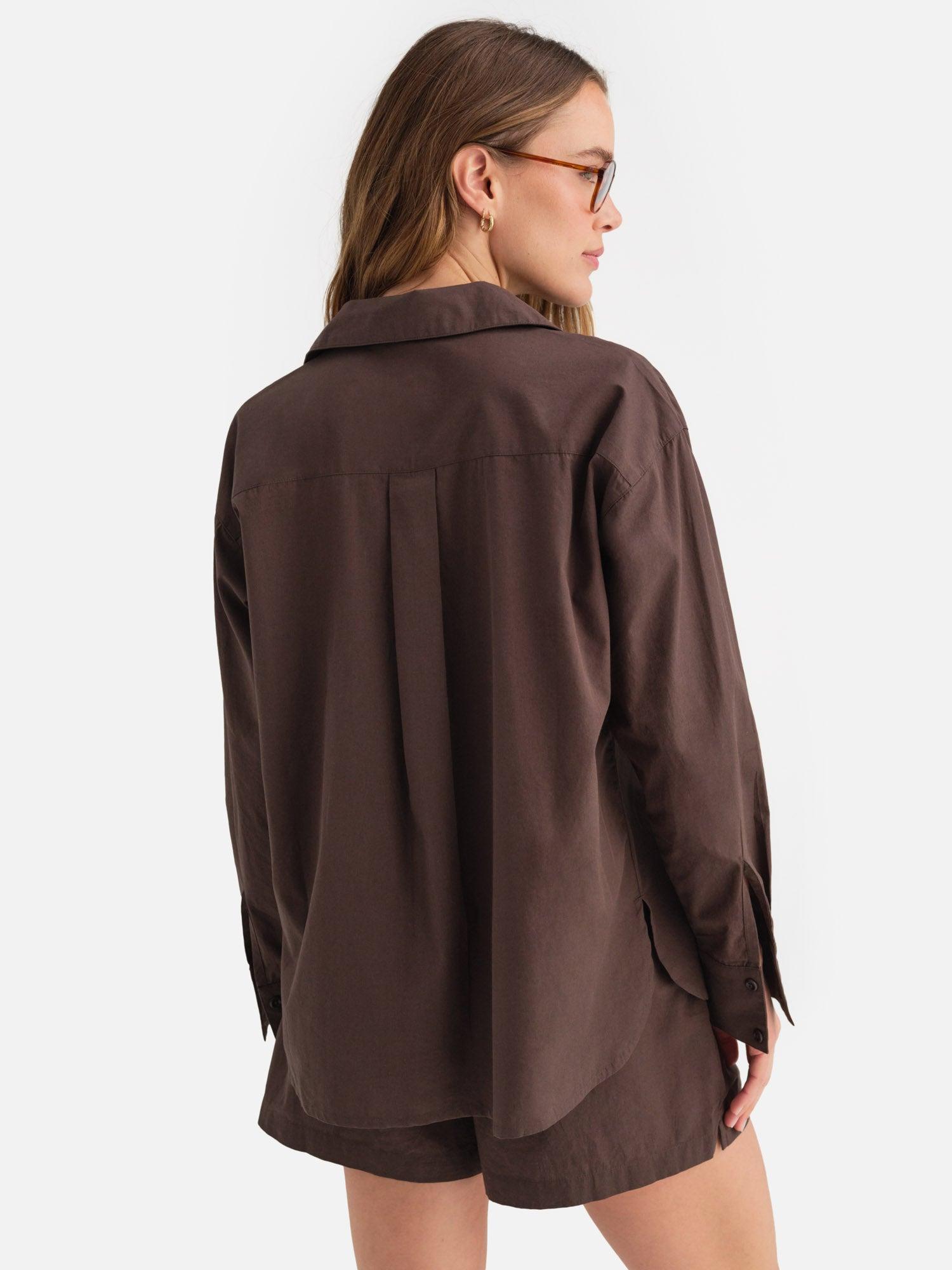 Organic Poplin Long Sleeve Button Down Female Product Image