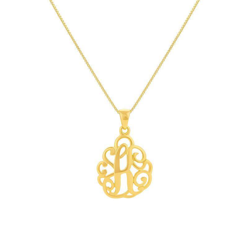 PRIMROSE Sterling Silver Monogram Initial Pendant Necklace, Womens Gold Tone E Product Image