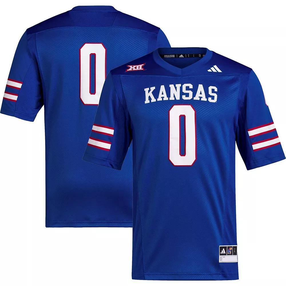 Men's adidas #0 Royal Kansas Jayhawks Premier Football Jersey, Size: 2XL, Blue Product Image