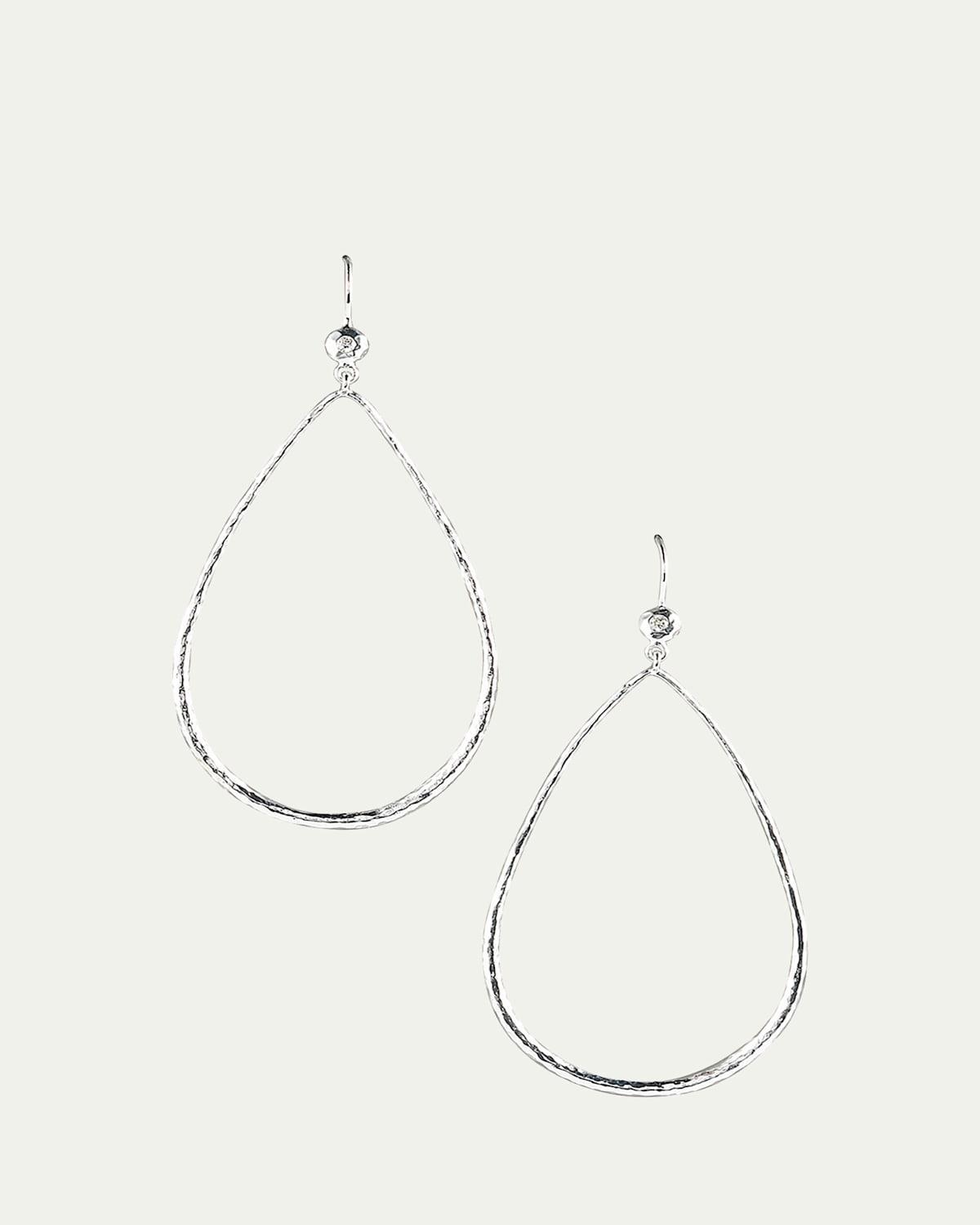 Hammered Teardrop Earrings in Sterling Silver with Diamonds Product Image