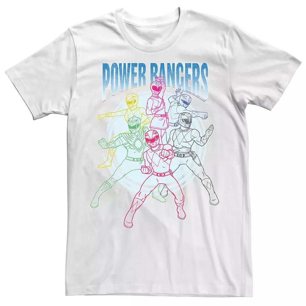 Big & Tall Power Rangers Group Shot Line Art Portrait Tee, Men's, Size: XLT, White Product Image