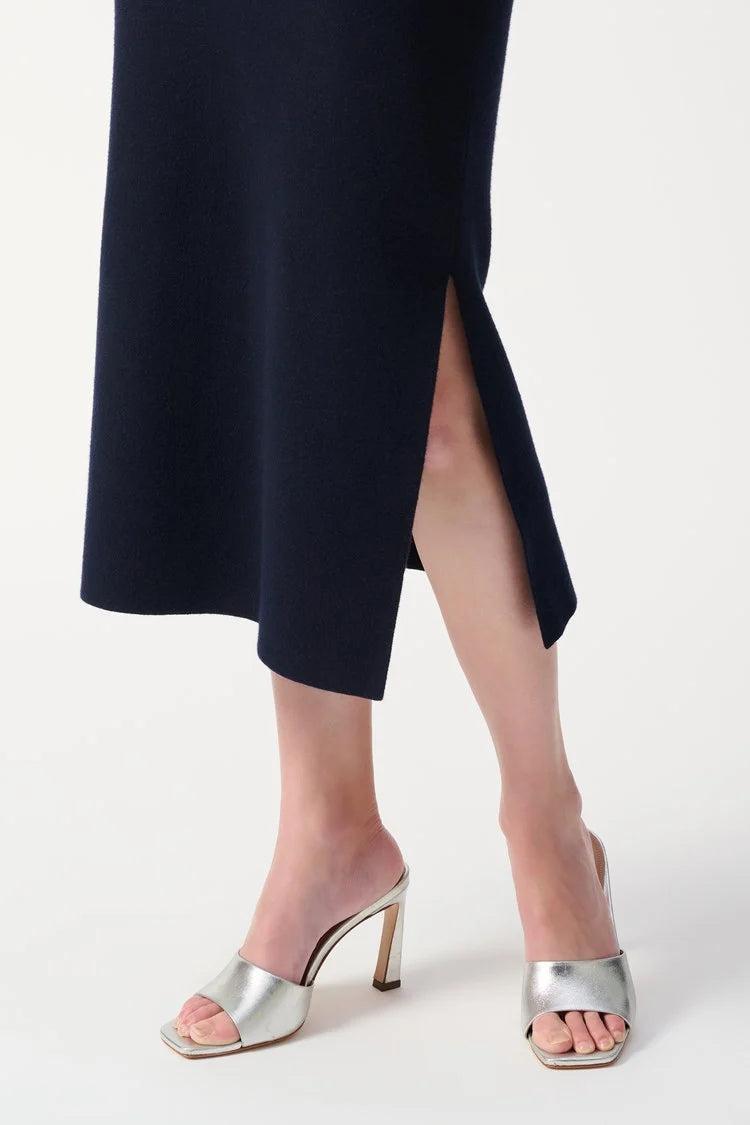 Sweater Knit Midi Skirt- Midnight BLue Product Image