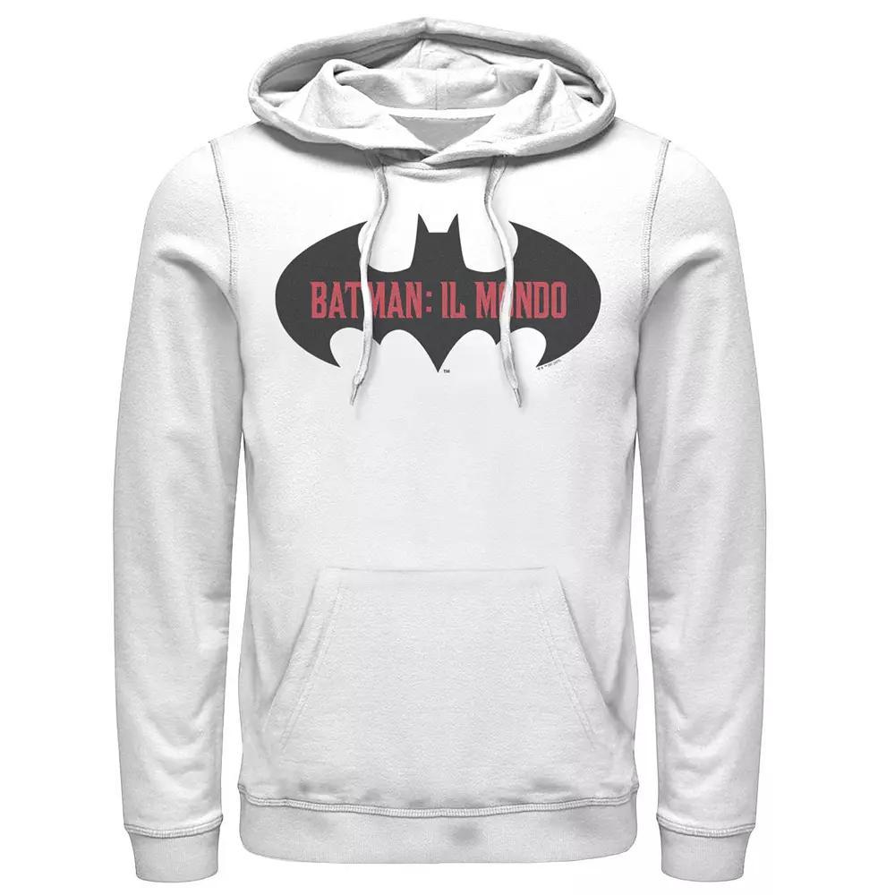 Men's Batman: Il Mondo Bat Logo Hoodie, Boy's, Size: Small, White Product Image