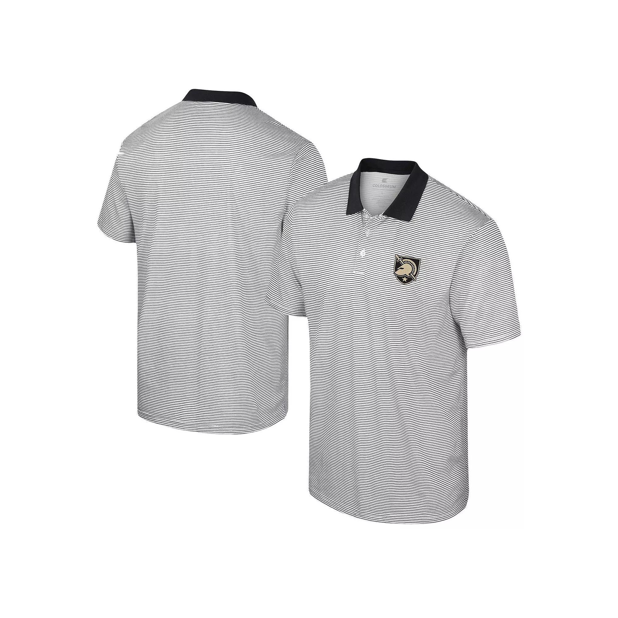 Men's Colosseum White/Black Army Black Knights Print Stripe Polo, Size: XL, Nc2 White Product Image