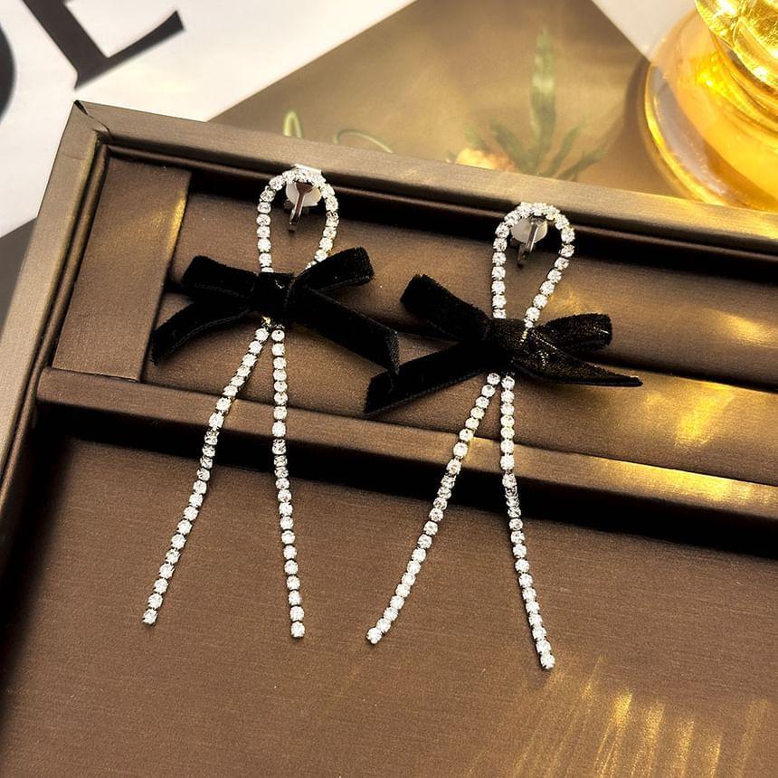 Bow Rhinestone Drop Earring Product Image