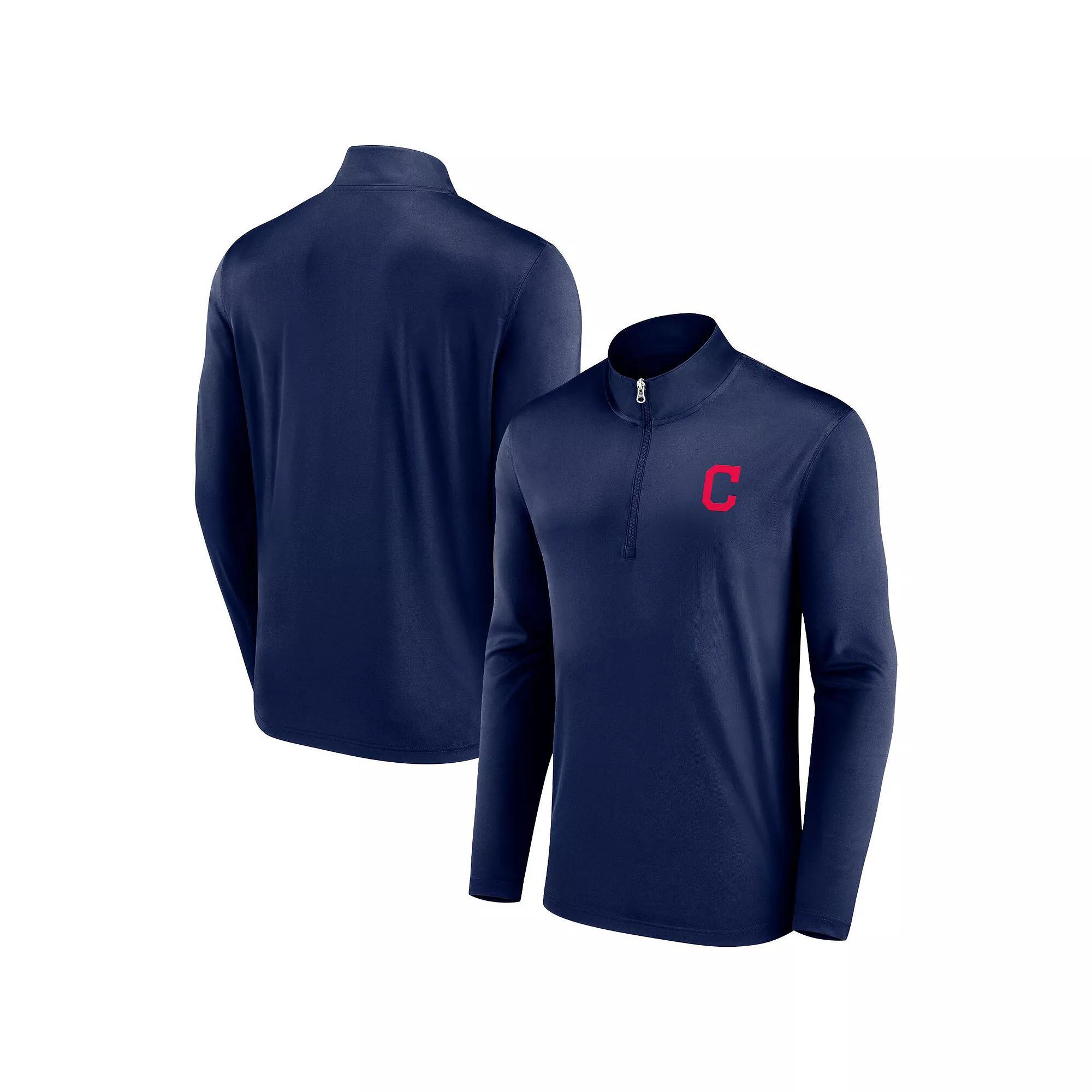 Men's Fanatics Branded Navy Cleveland Indians Cooperstown Collection Underdog Mindset Quarter-Zip Jacket, Size: 3XL, Blue Product Image