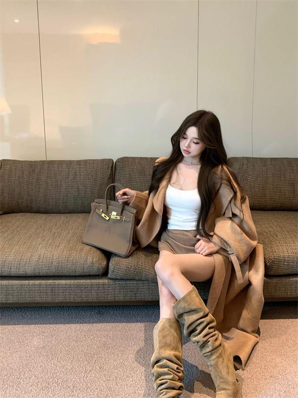 Open-Front Long Wool Jacket Product Image