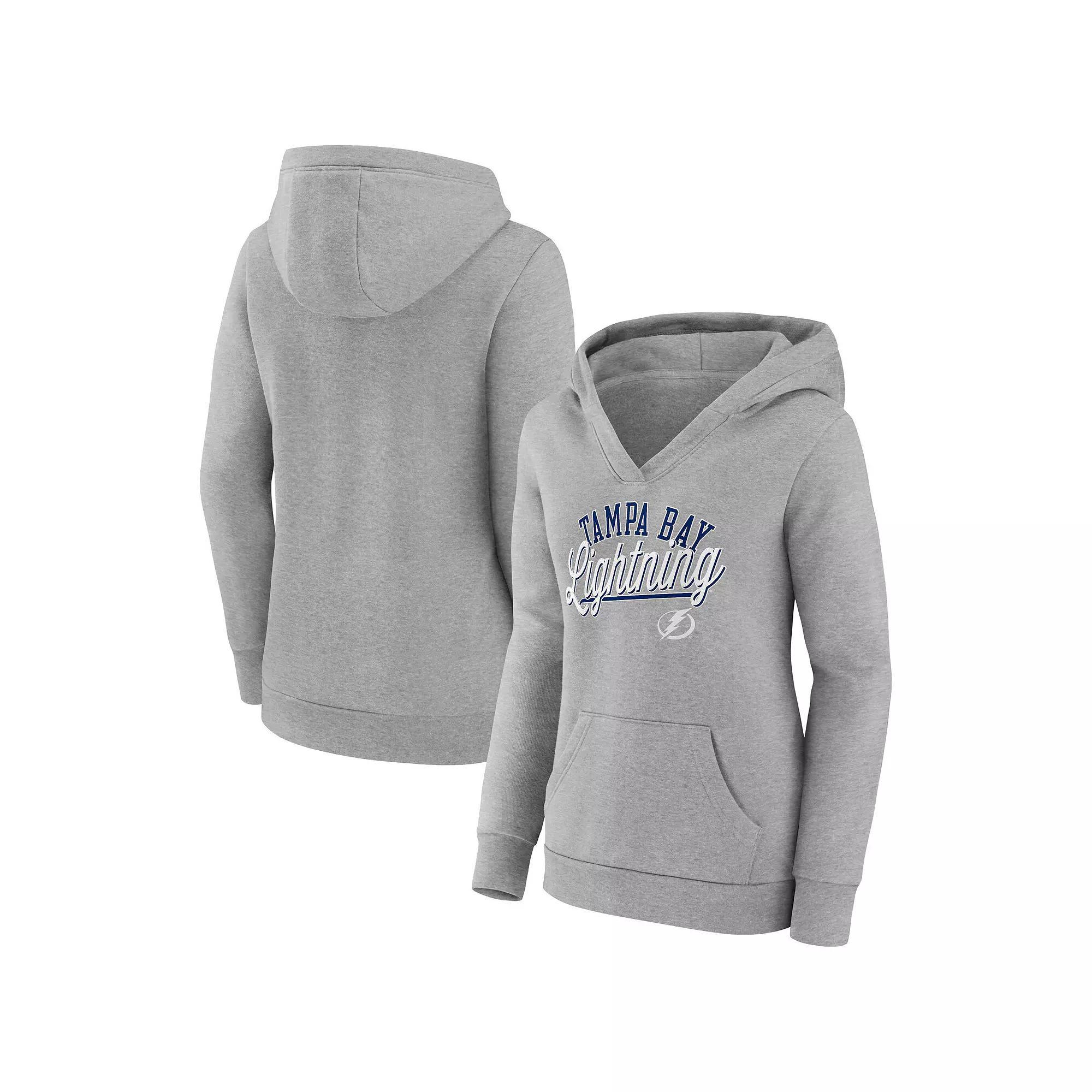 Women's Fanatics Branded Gray Tampa Bay Lightning Simplicity Crossover V-Neck Pullover Hoodie, Size: XL, Lgh Grey Product Image