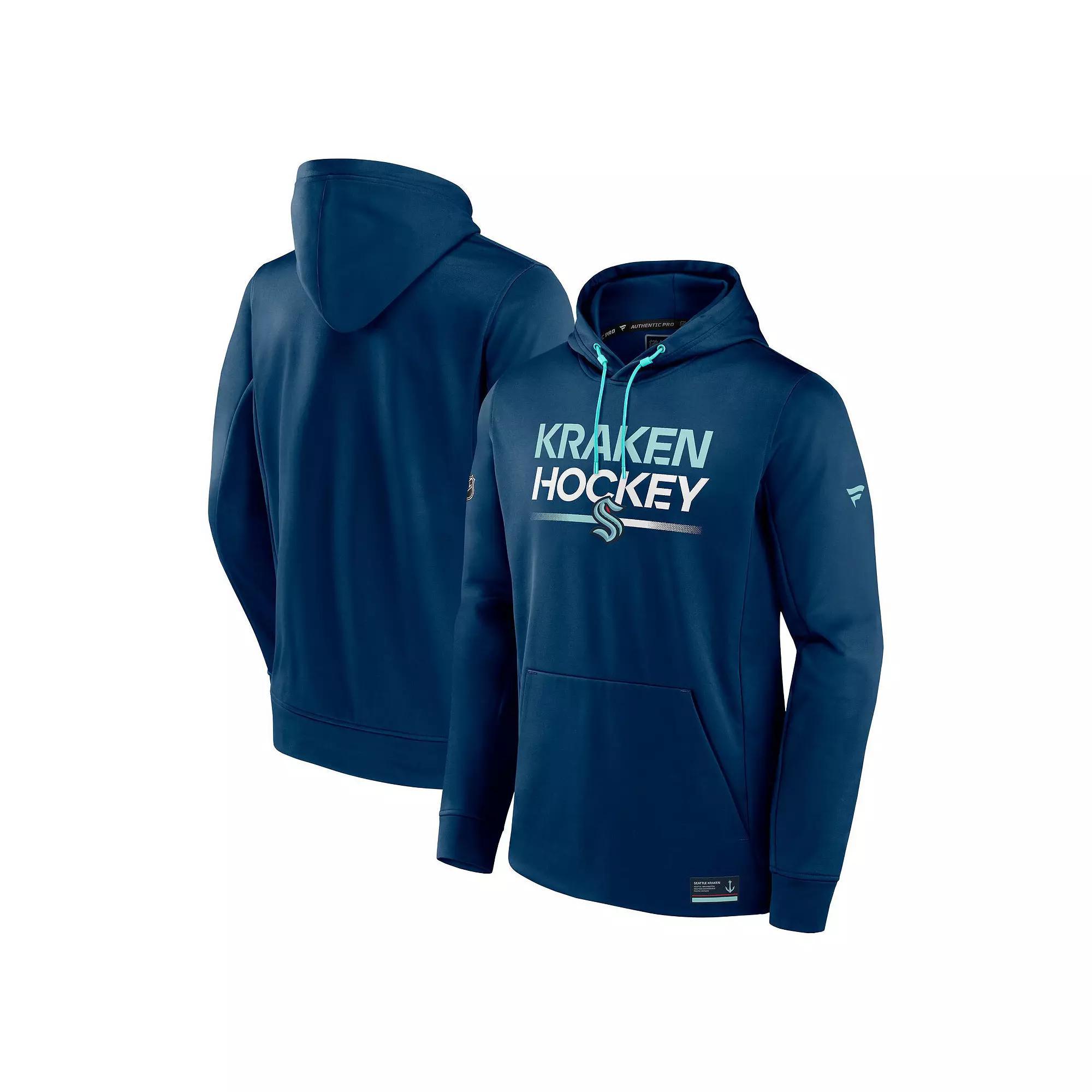 Men's Fanatics Branded  Deep Sea Blue Seattle Kraken Authentic Pro Pullover Hoodie, Size: Small, Krk Blue Product Image