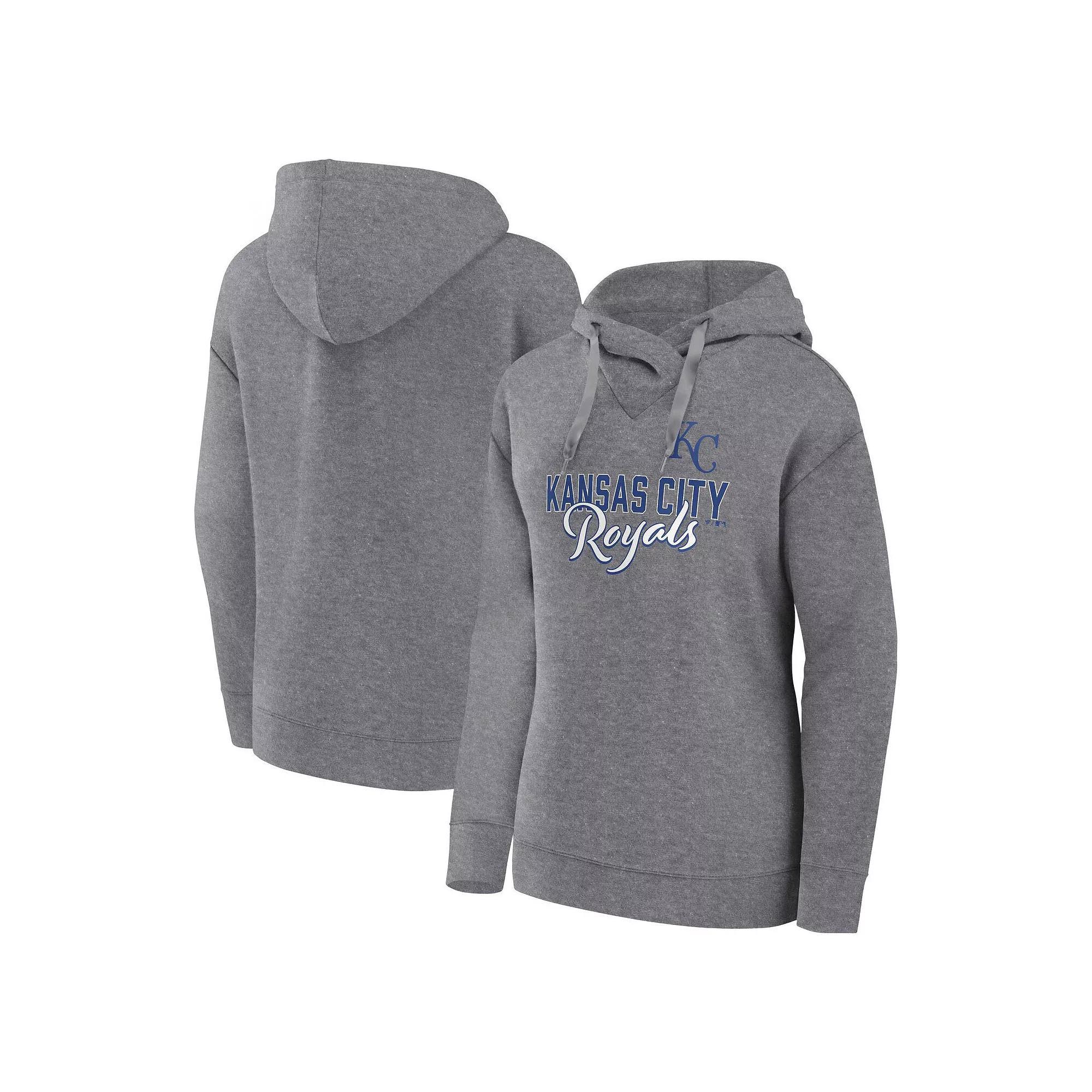 Women's Fanatics Branded Heather Gray Kansas City Royals Script Favorite Lightweight Fitted Pullover Hoodie,  Product Image