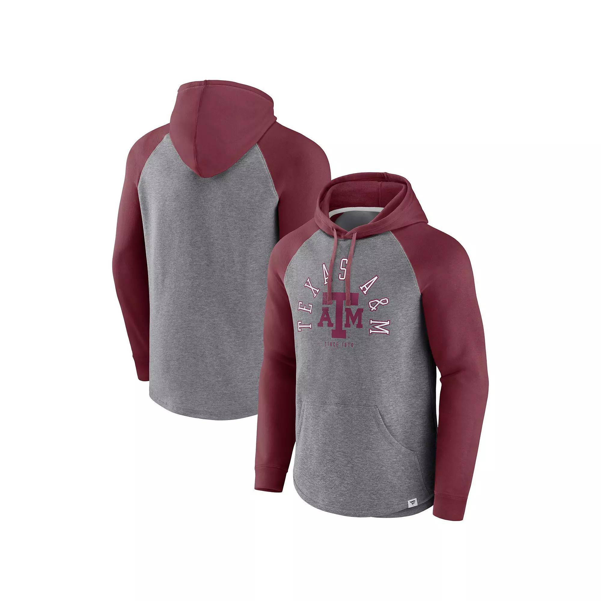 Men's Fanatics Branded Maroon/Heather Gray Texas A&M Aggies Wrap Up Raglan Pullover Hoodie, Size: 3XL, Red Product Image