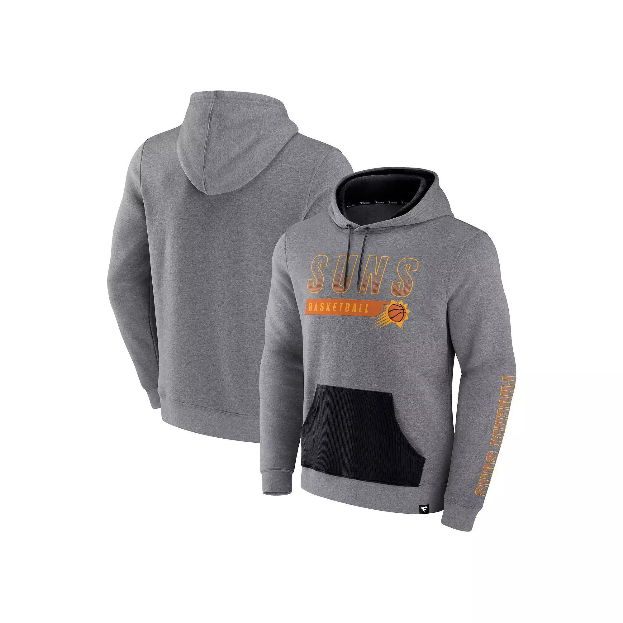 Men's Fanatics Branded Heathered Gray Phoenix Suns Off The Bench Color Block Pullover Hoodie,  Product Image