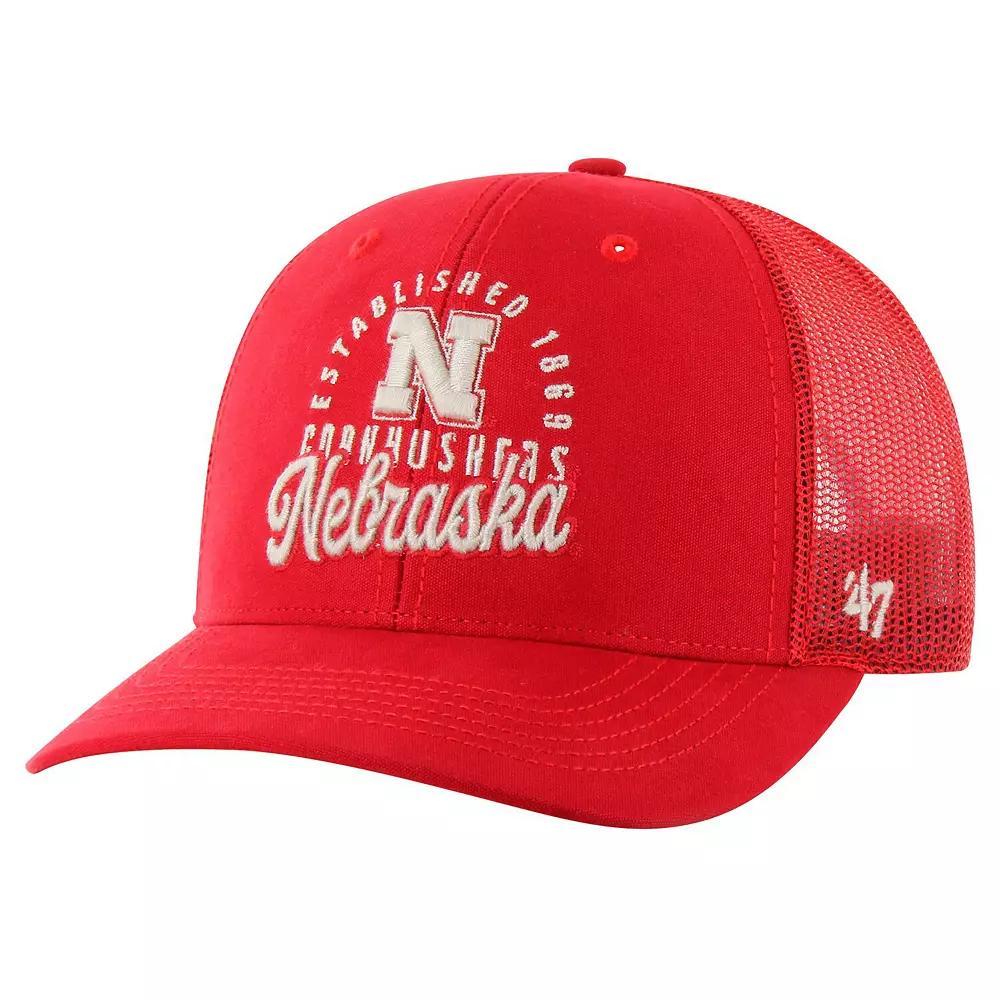 Men's '47 Scarlet Nebraska Huskers Pitstop Trucker Adjustable Hat, Red Product Image