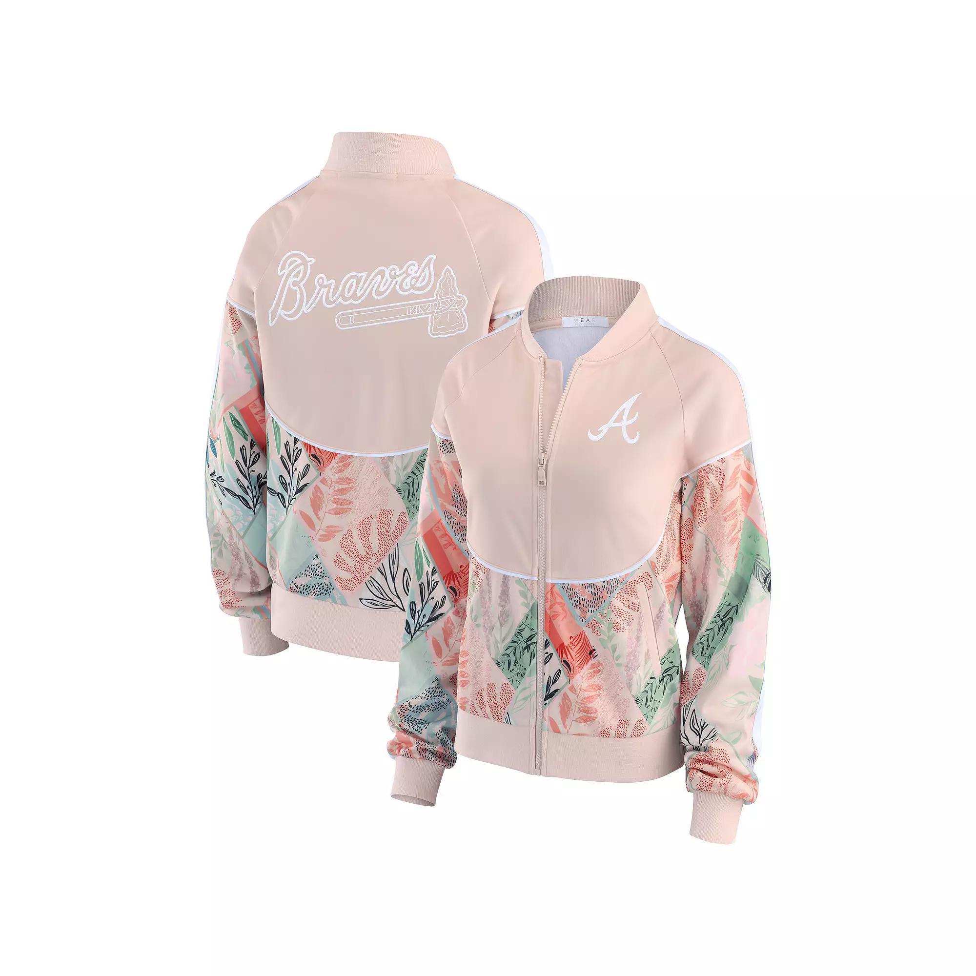 Women's WEAR by Erin Andrews Sand Atlanta Braves Raglan Full-Zip Track Jacket,  Product Image