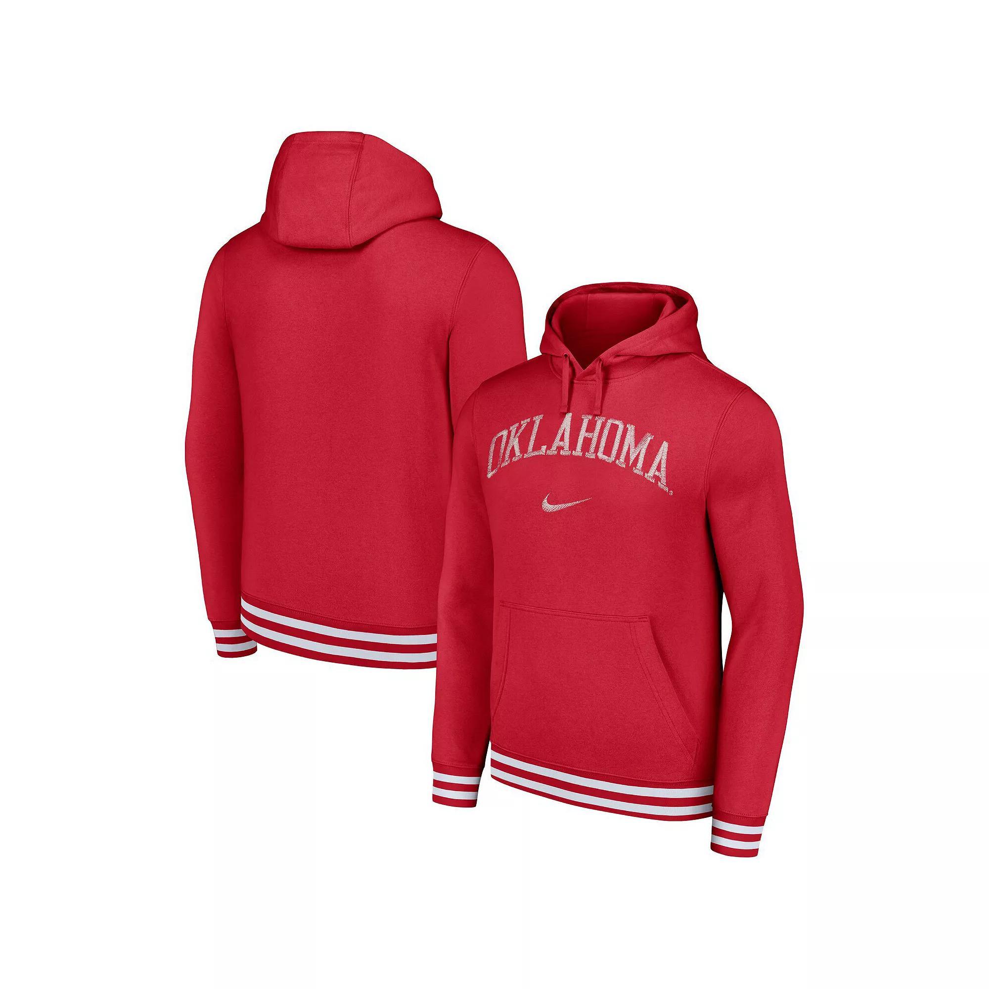 Men's Nike Crimson Oklahoma Sooners DistressedÂ Sketch Retro Fitted Pullover Hoodie,  Product Image