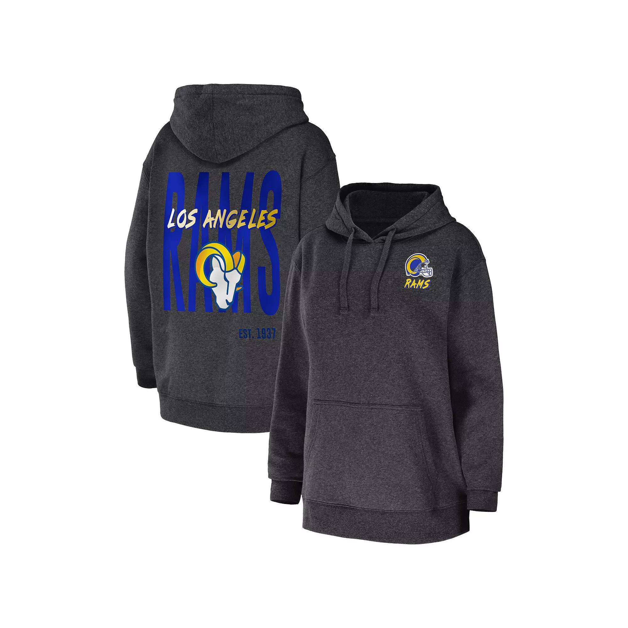 Women's WEAR by Erin Andrews Heather Charcoal Los Angeles Rams Fleece Pullover Hoodie, Size: 2XL Product Image
