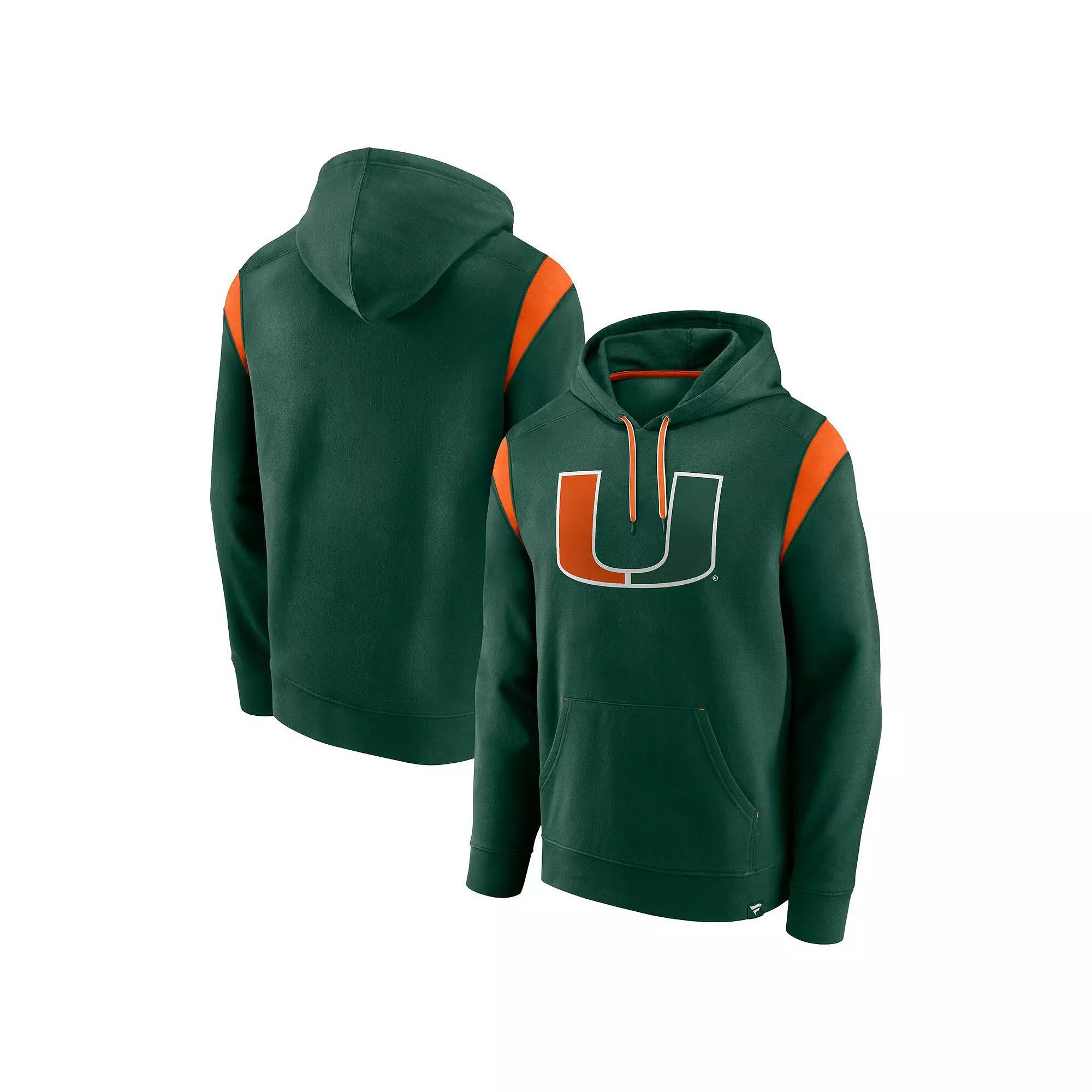 Men's Fanatics Branded Green Miami Hurricanes Gym Rat Pullover Hoodie, Size: Medium Product Image