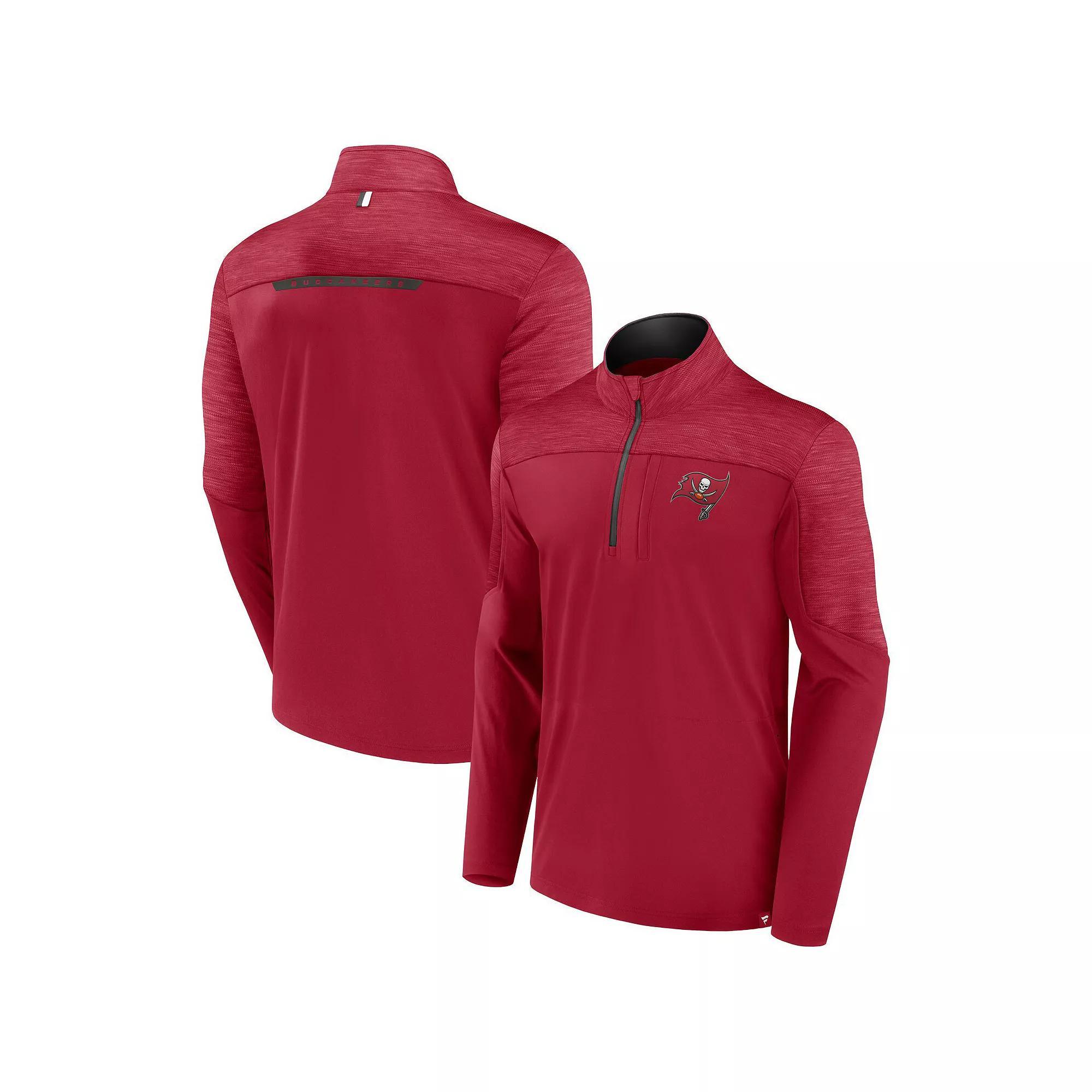 Men's Fanatics Branded Red Tampa Bay Buccaneers Defender Half-Zip Top,  Product Image