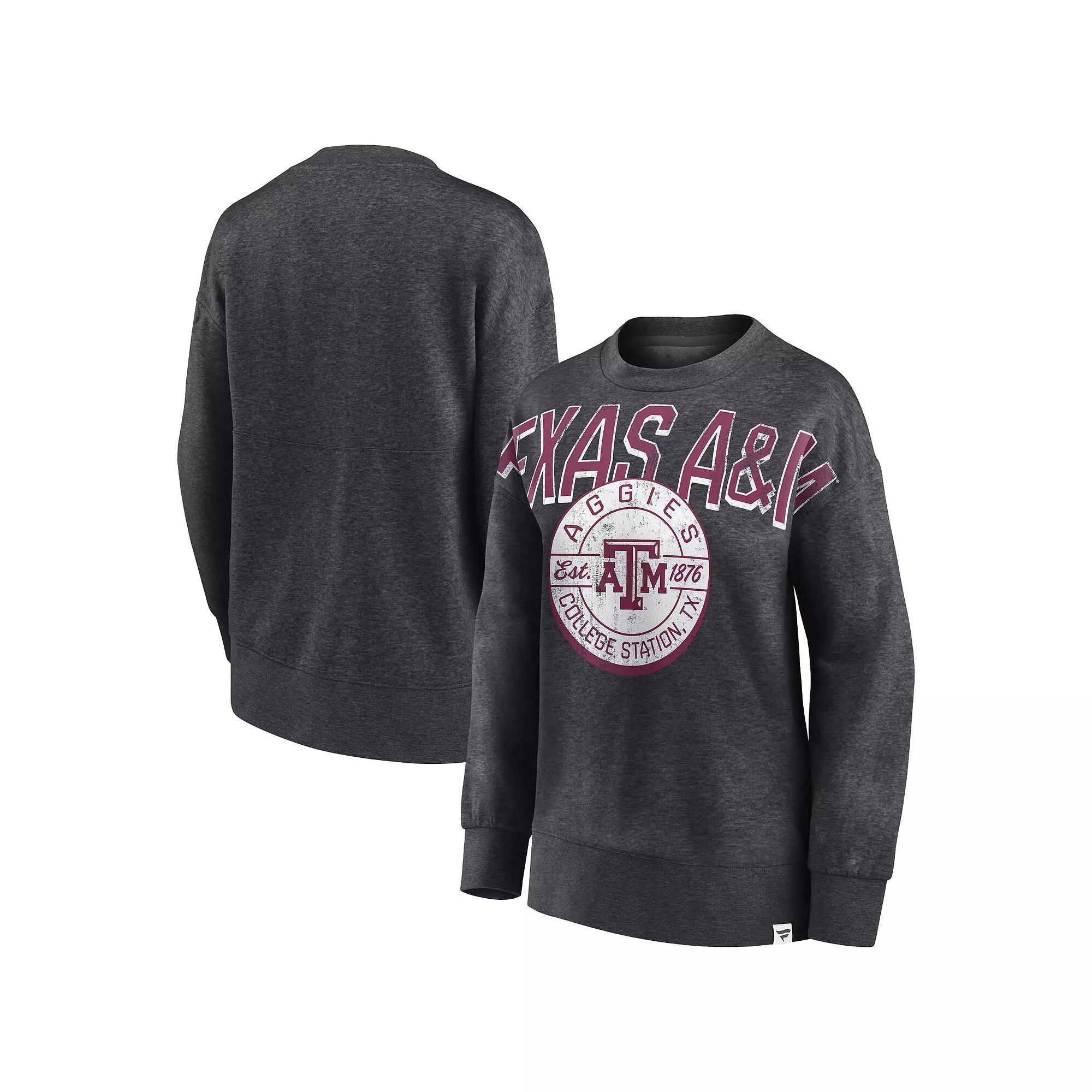 Women's Fanatics Branded Heathered Charcoal Texas A&M Aggies Jump Distribution Pullover Sweatshirt,  Product Image