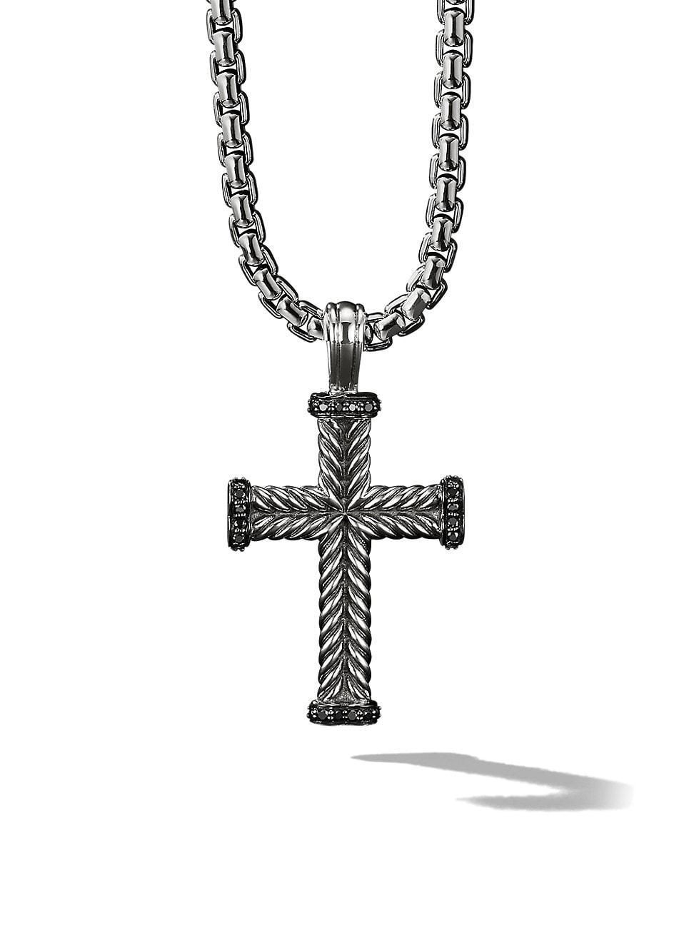 Mens Chevron Cross Pendant in Sterling Silver Product Image