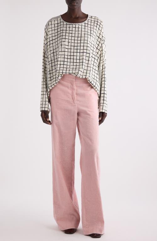 DRIES VAN NOTEN Caias Mixed Grid Print Stretch Silk Top In White Product Image