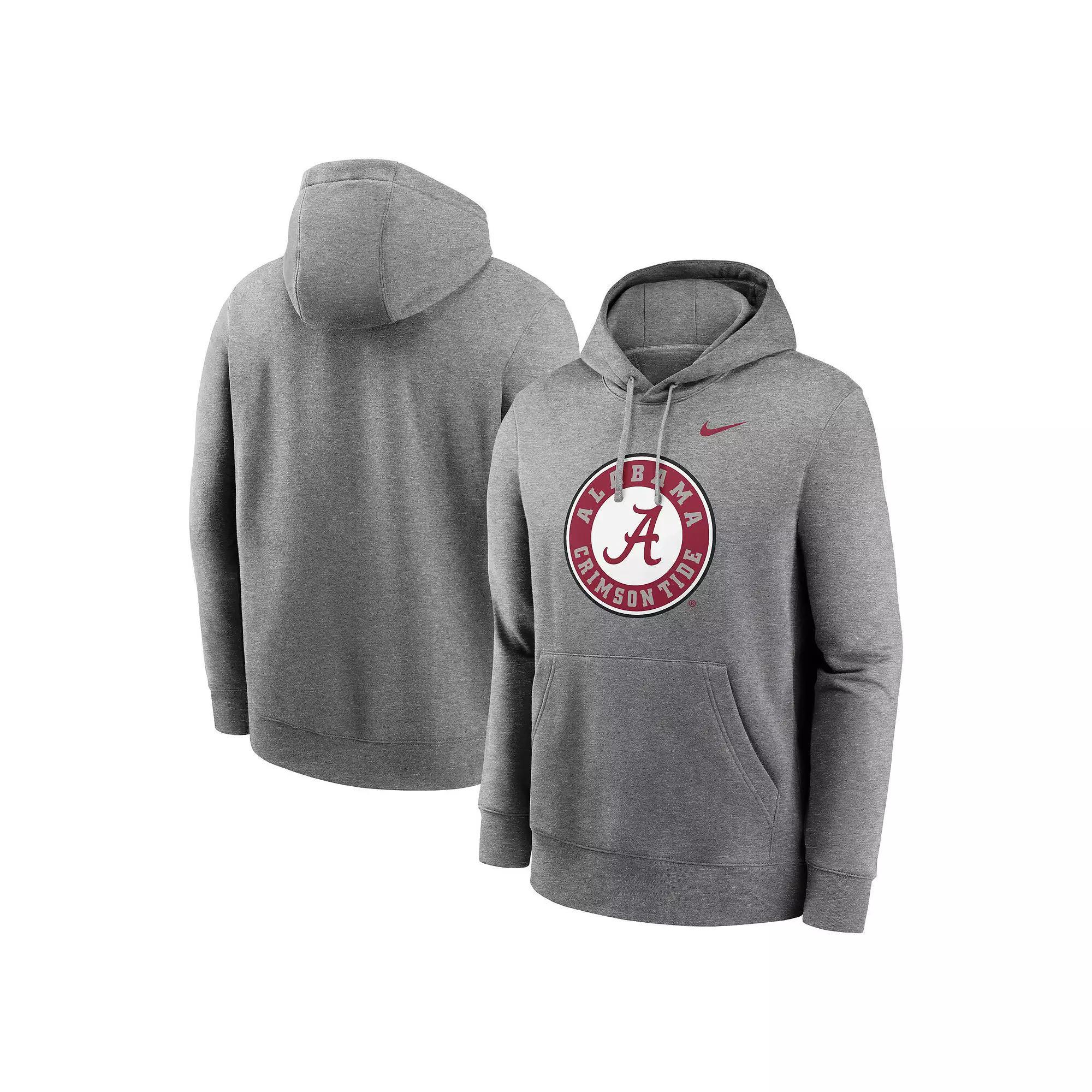 Men's Nike Heather Gray Alabama Crimson Tide Primetime Alternate Logo Club Fleece Pullover Hoodie,  Product Image