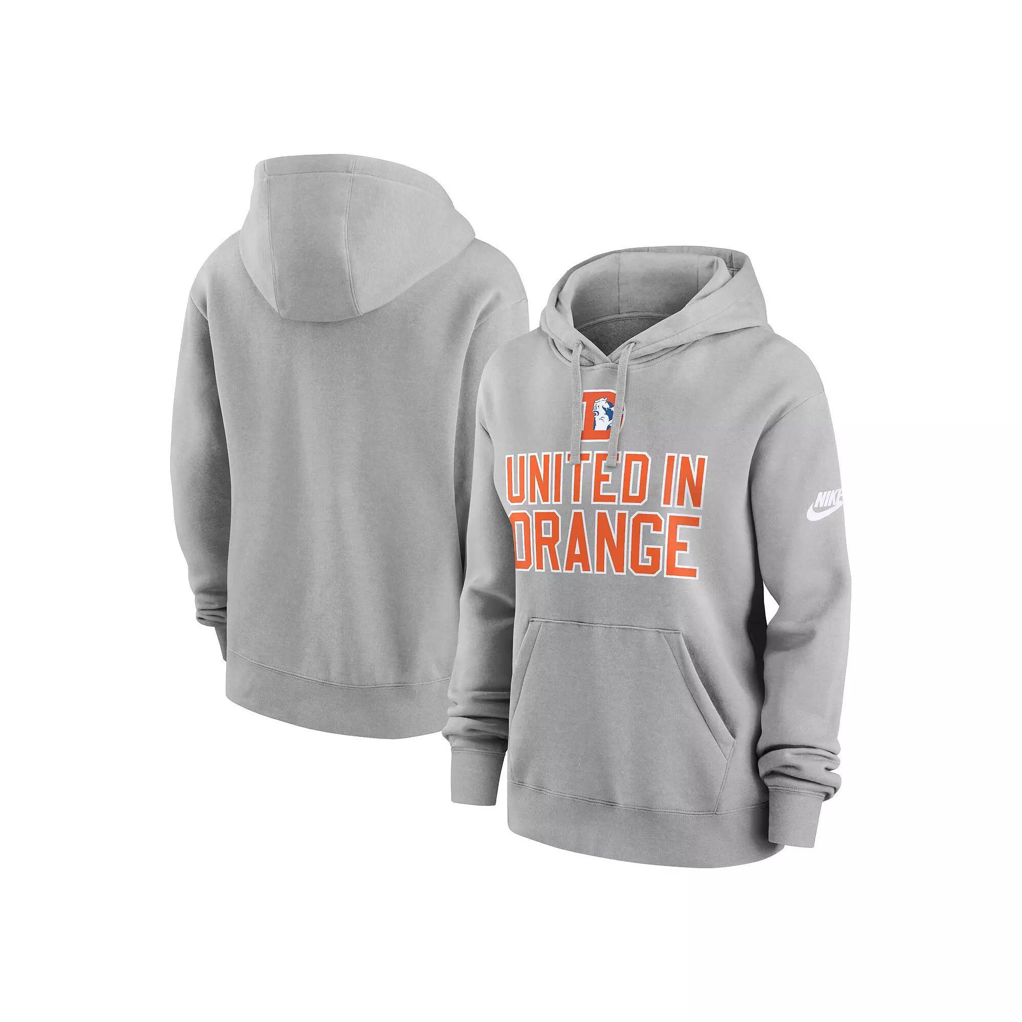 Women's Nike Heather Gray Denver Broncos Club Logo Pullover Hoodie,  Product Image