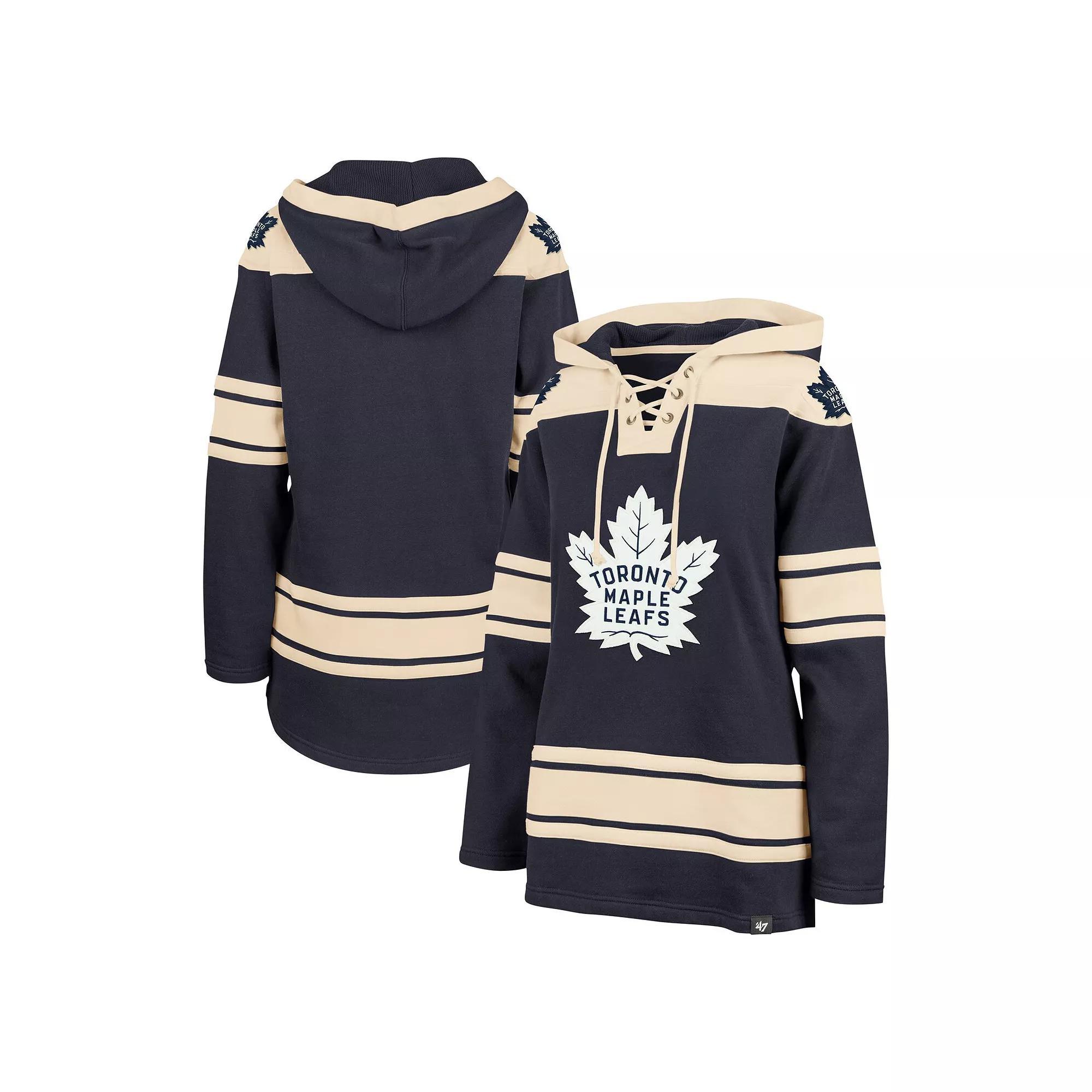 Women's '47  Navy Toronto Maple Leafs Superior Lacer Pullover Hoodie, Size: XL, Mpl Blue Product Image