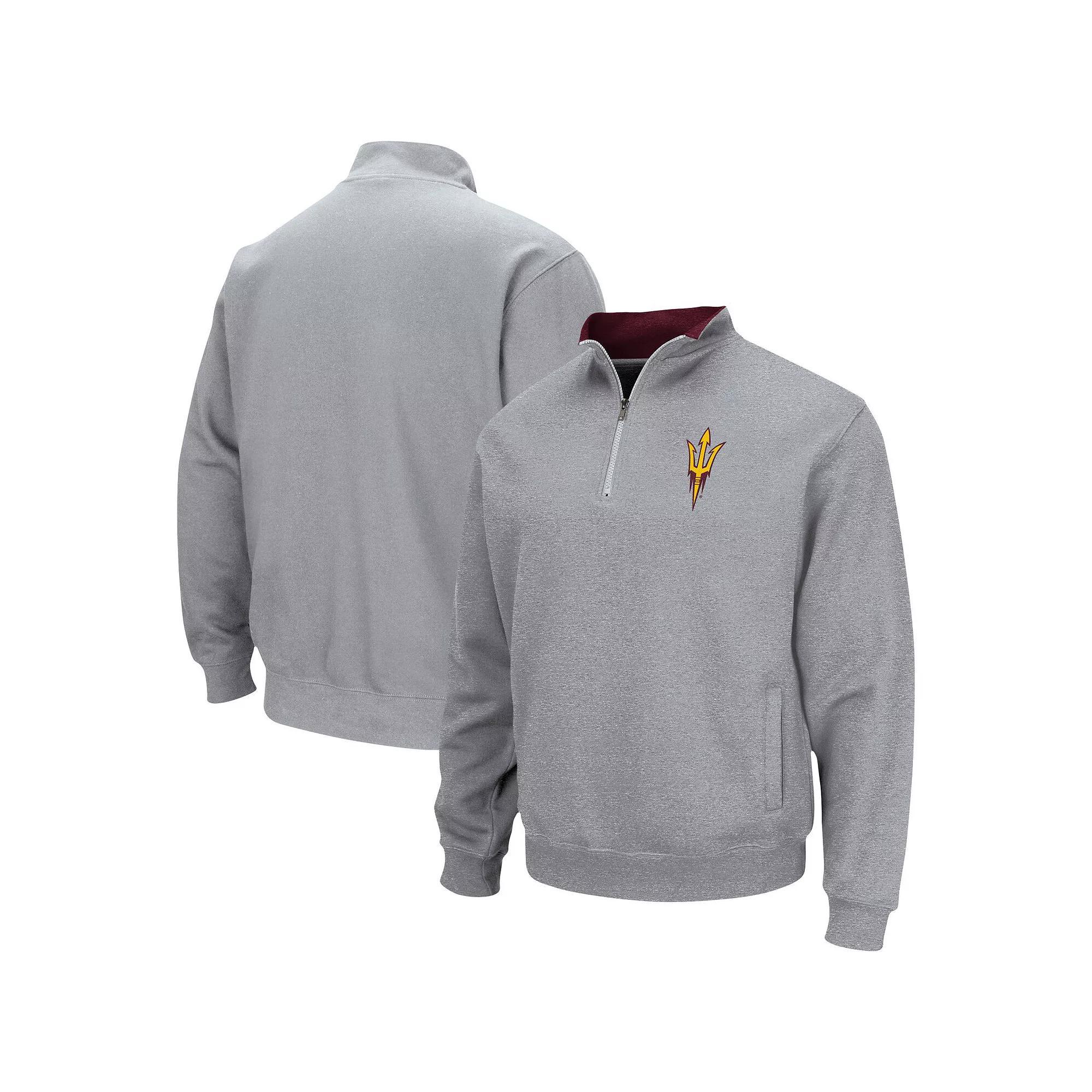 Men's Colosseum Heathered Gray Arizona State Sun Devils Tortugas Team Logo Quarter-Zip Jacket,  Product Image