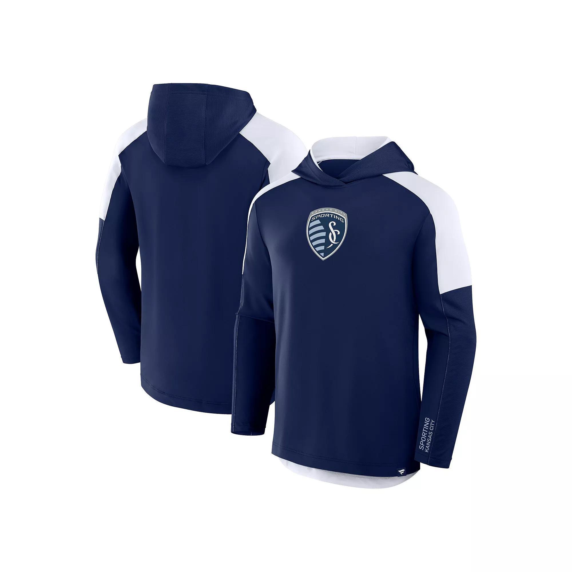 Men's Fanatics Navy Sporting Kansas City Red Card Transitional Pullover Hoodie,  Product Image