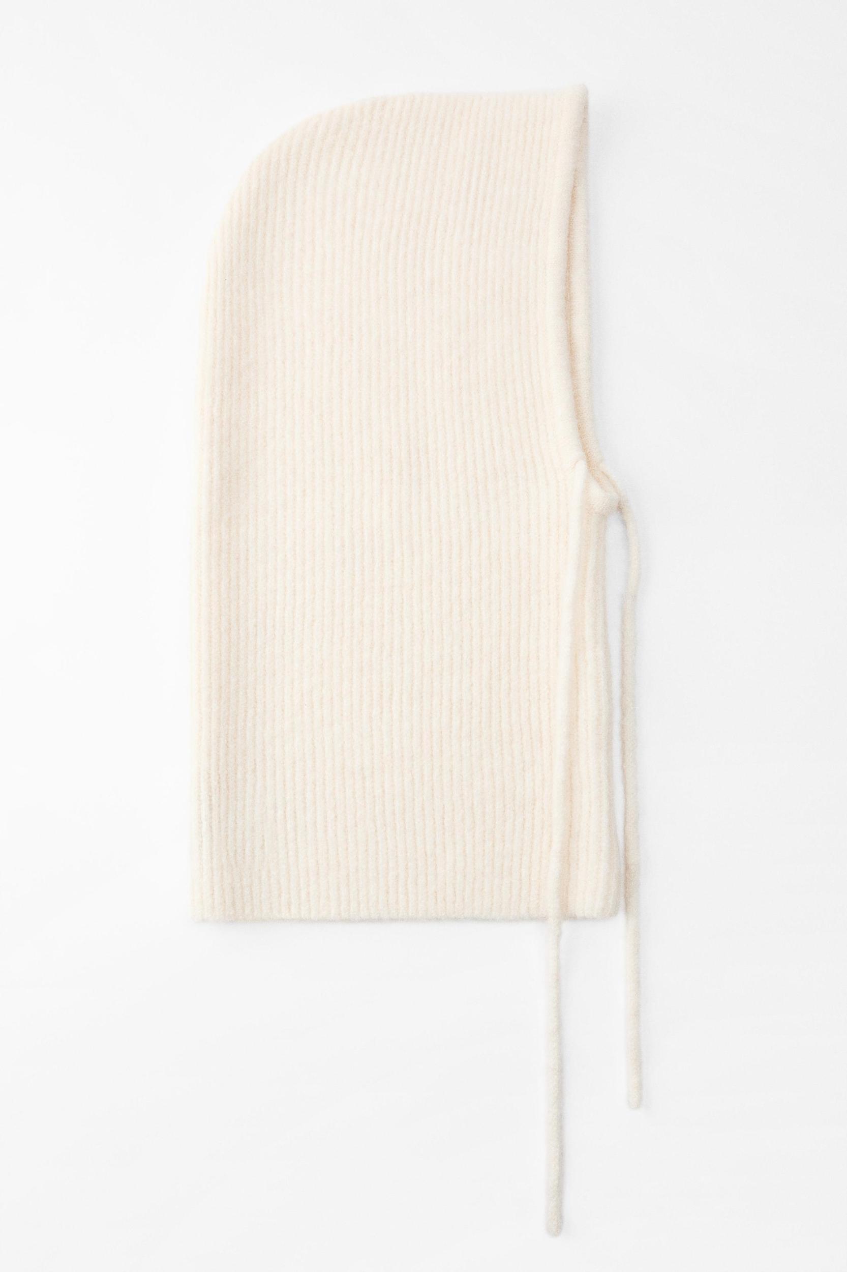 RIBBED DRAWSTRING KNIT HOOD Product Image