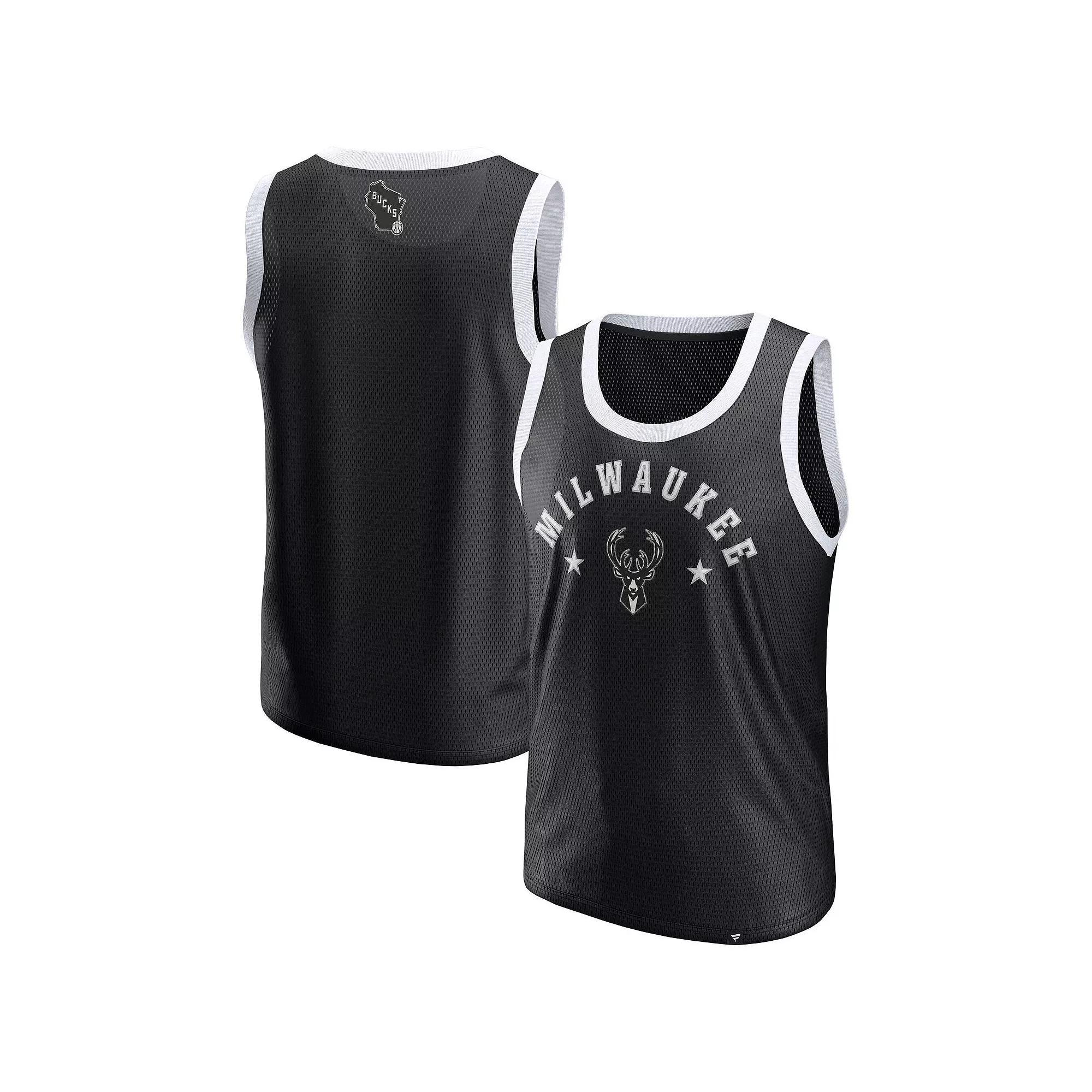 Men's Fanatics  Black Milwaukee Bucks Mesh Tank Top, Size: Small Product Image