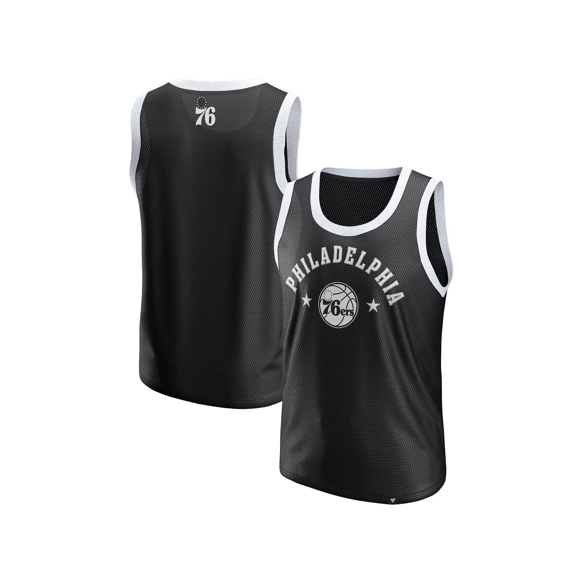 Men's Fanatics Black Philadelphia 76ers Mesh Tank Top,  Product Image