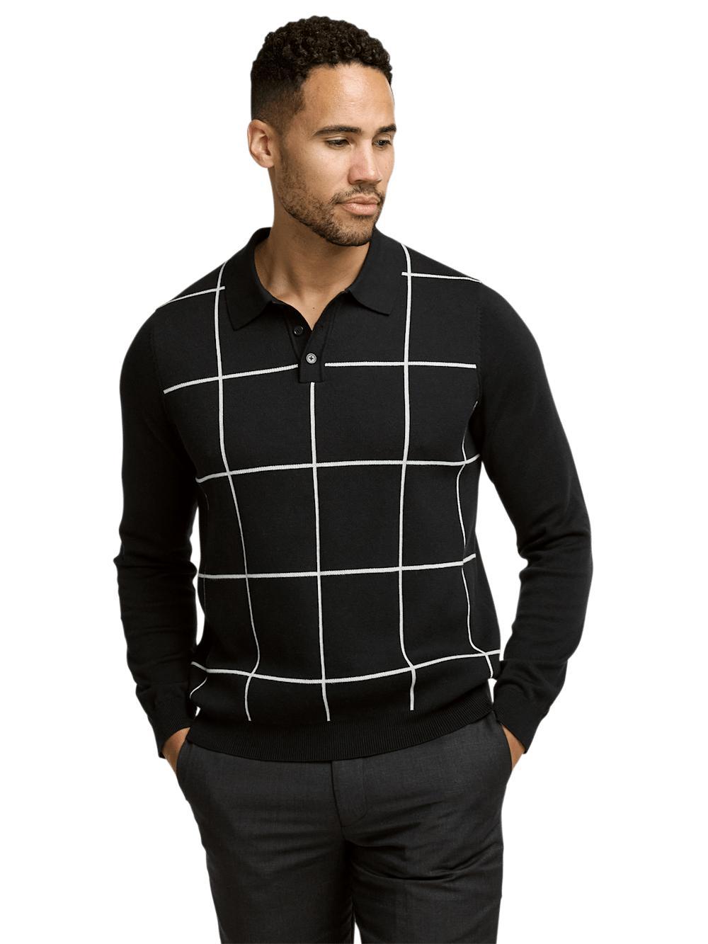 Cotton Three Button Polo - Black Product Image