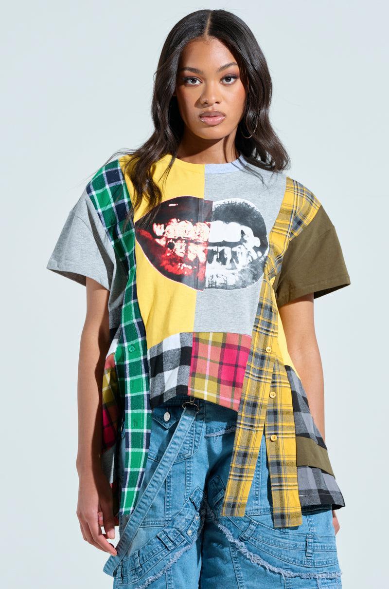 REBUILT OVERSIZED FLANNEL T-SHIRT Product Image