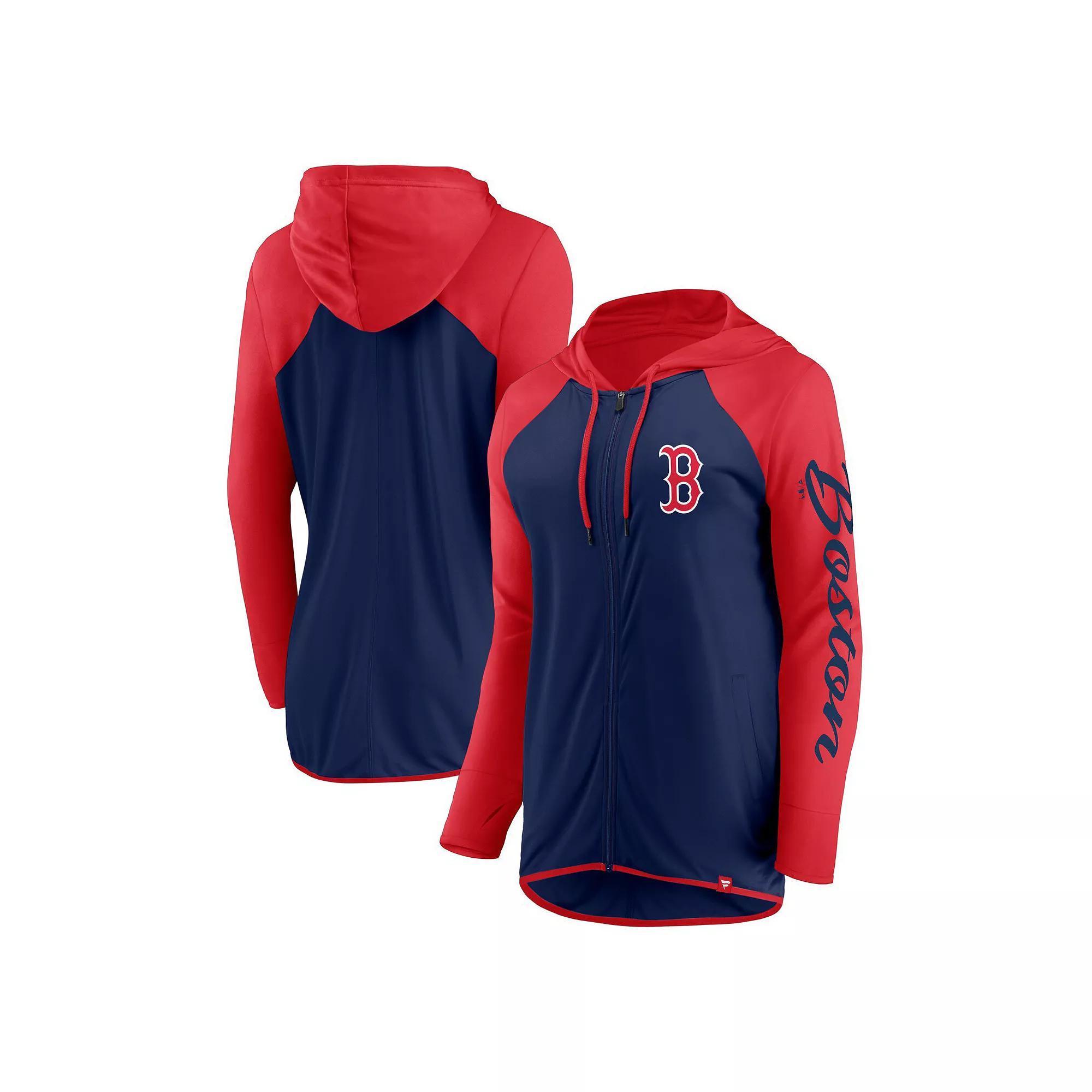 Women's Fanatics Navy/Red Boston Red Sox Script Sleeve Full-Zip Hoodie, Size: XL, Blue Product Image