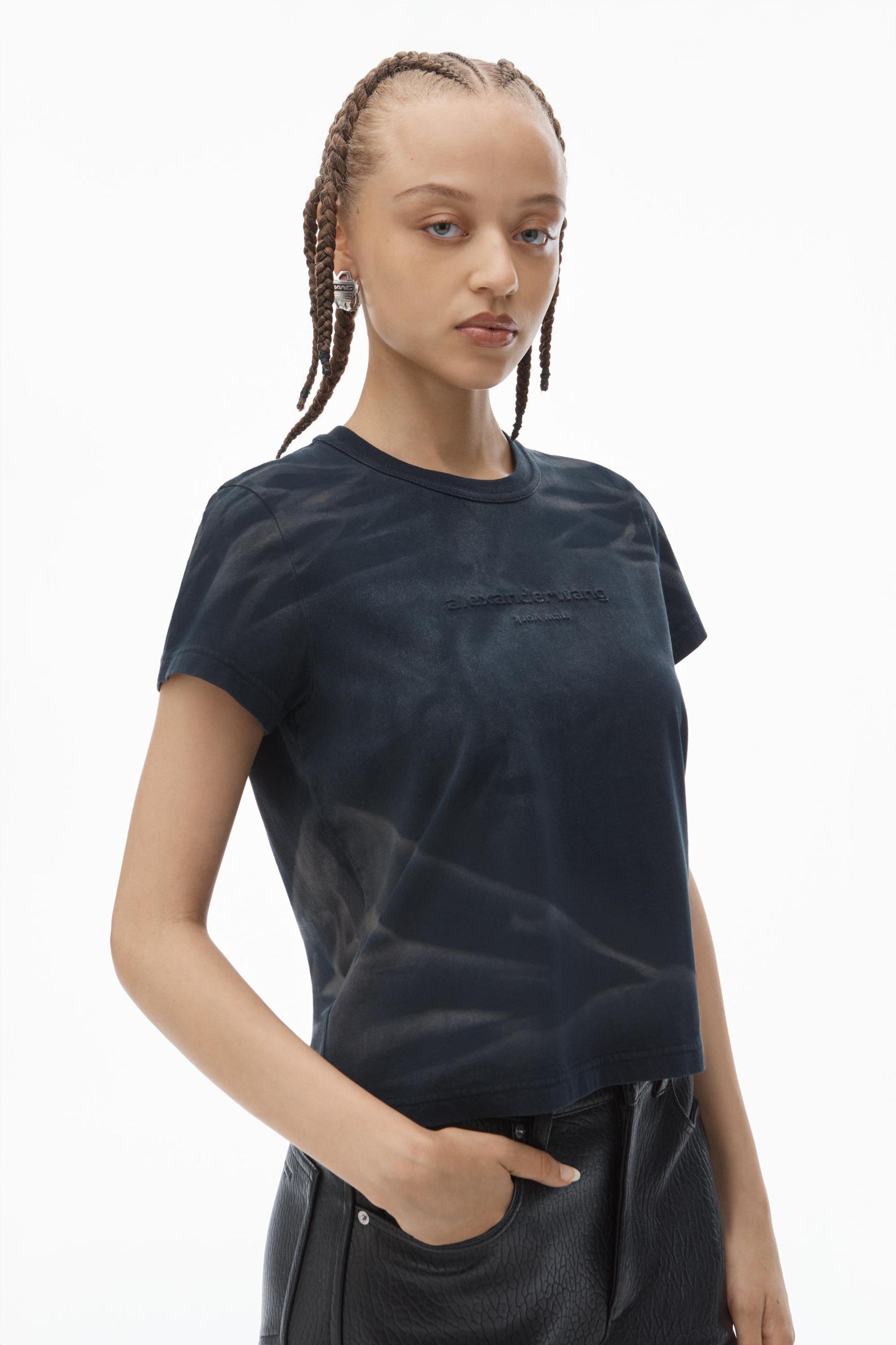 Distressed Logo Shrunken Tee In Cotton Jersey Product Image